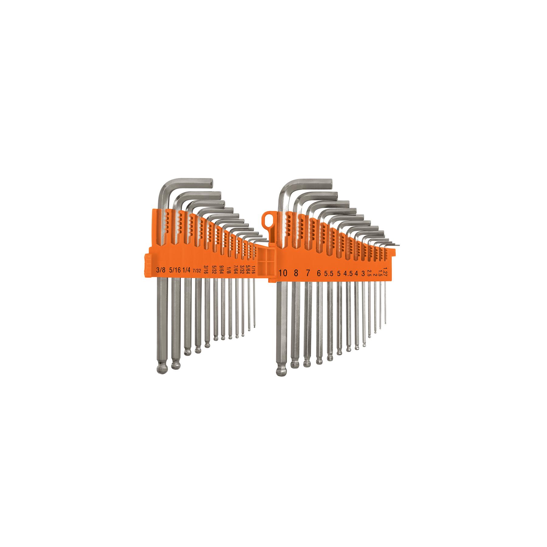 JUEGO 25 LLAVES ALLEN LARGAS STD Y MM PUNTA BOLA,ORGANIZADOR