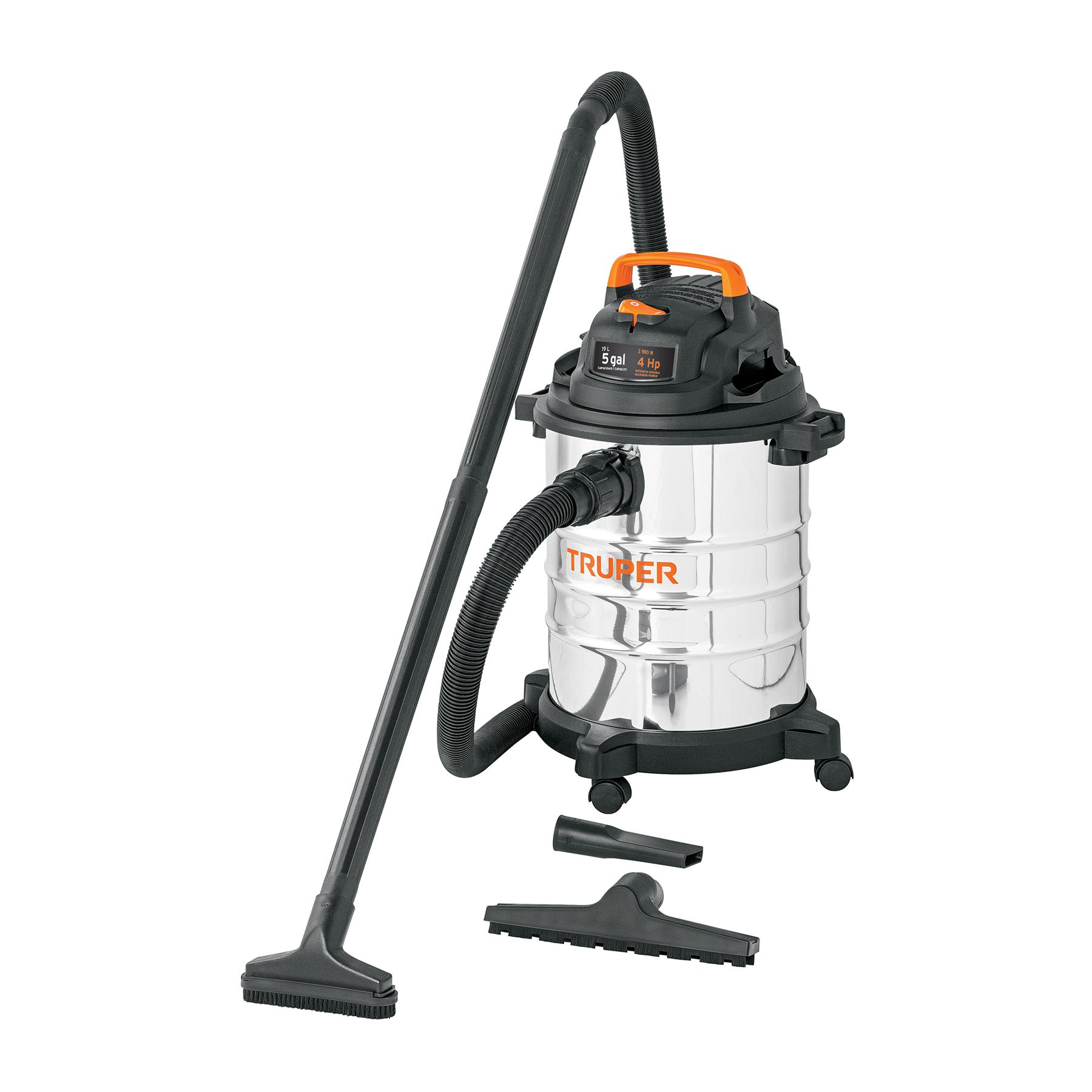 ASPIRADORA DE SÓLIDOS Y LÍQUIDOS DE 5 GAL EN ACERO INOX