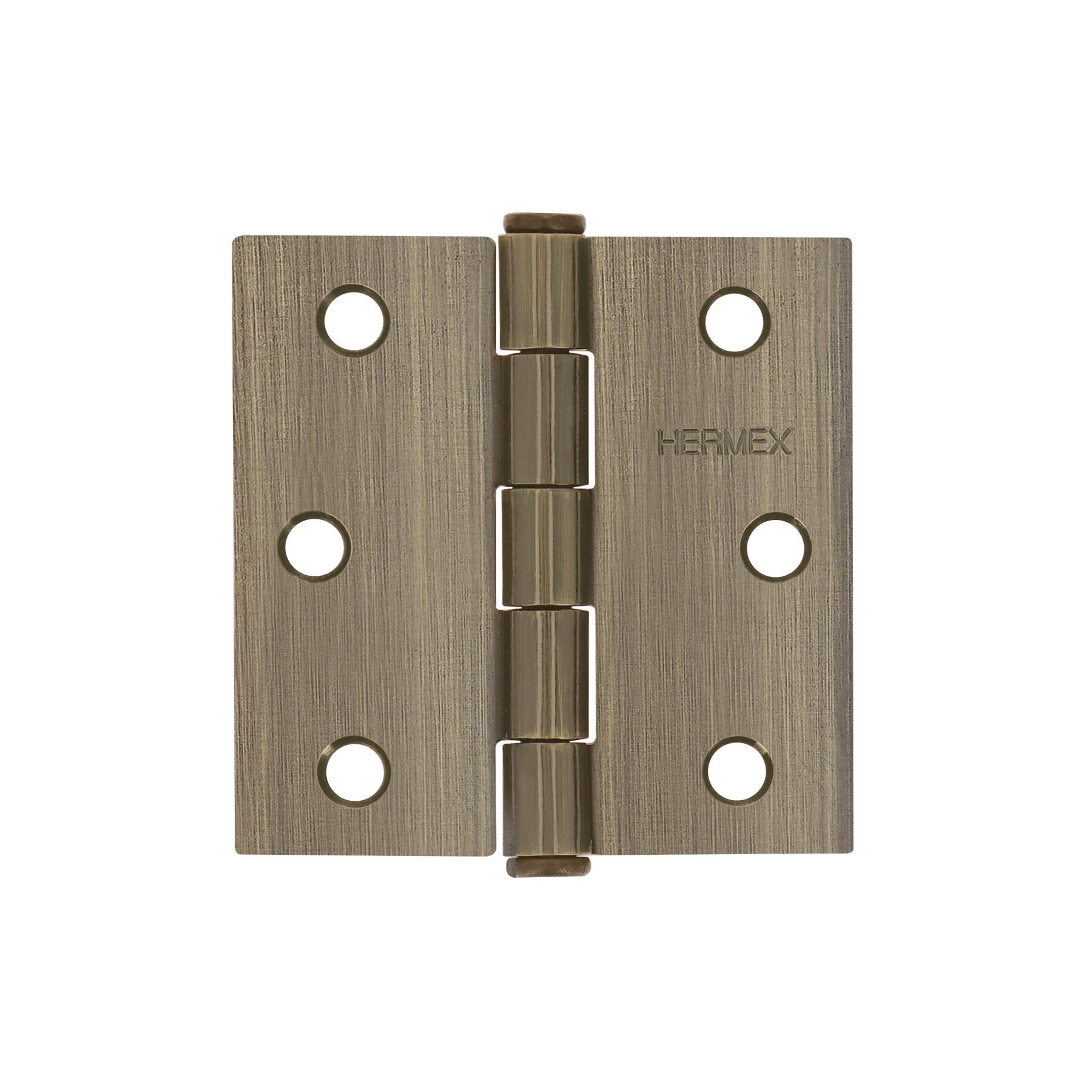 BISAGRA CUADRADA 2-1/2', LATÓN ANTIGUO, CABEZA PLANA