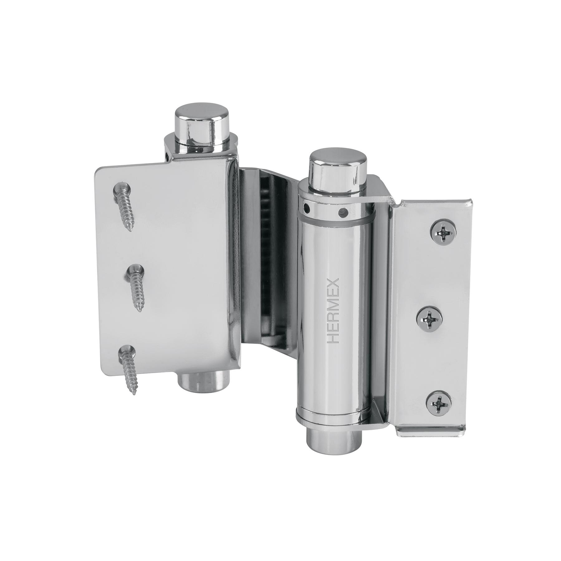 BISAGRA DE DOBLE ACCIÓN 3' ACERO CROMADO, HERMEX