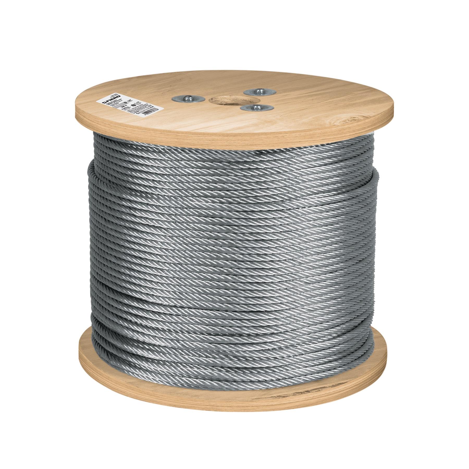 METRO DE CABLE FLEXIBLE 1/4' DE ACERO 7X19 HILOS, 300 M