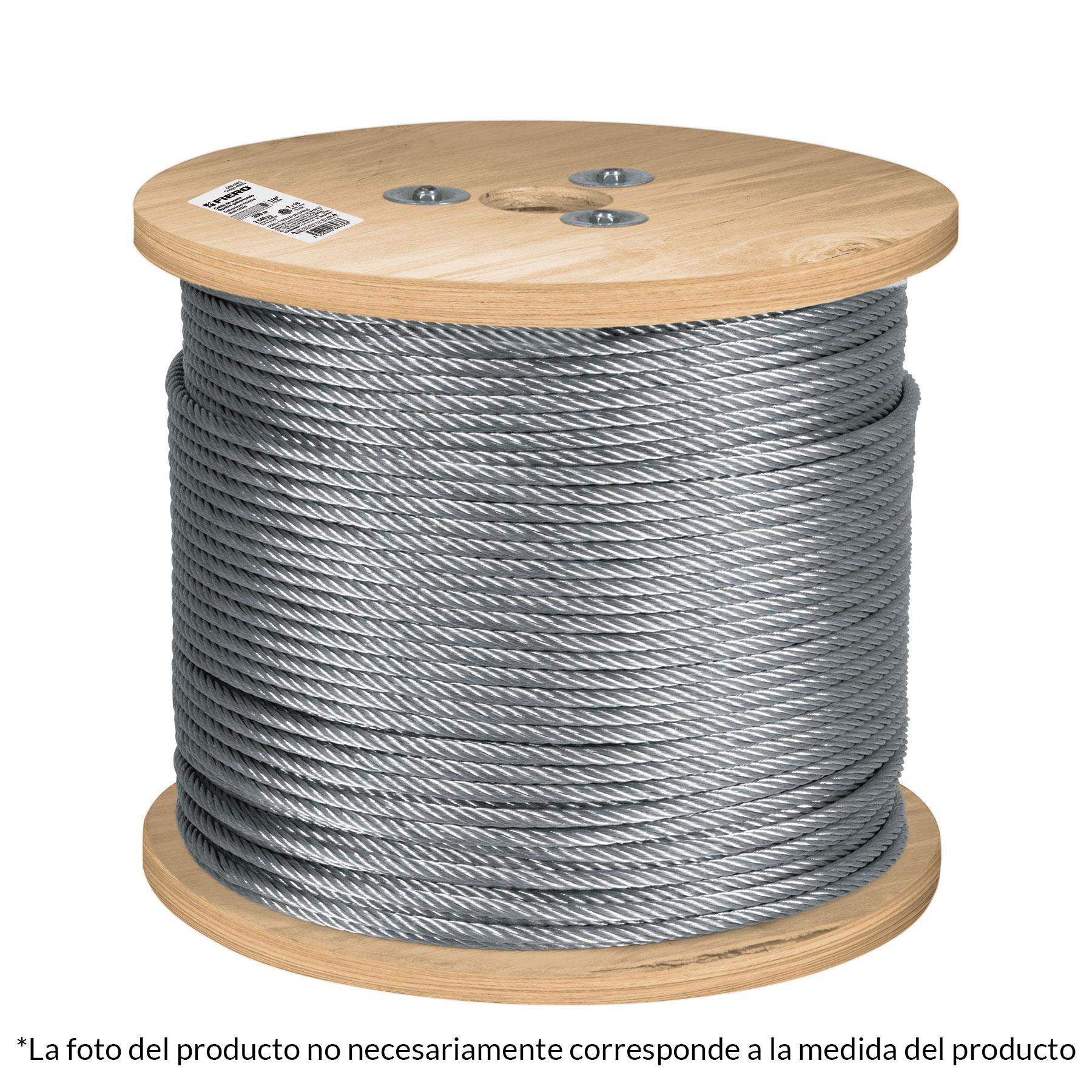 METRO DE CABLE FLEXIBLE 3/16' DE ACERO 7X19 HILOS, 300 M