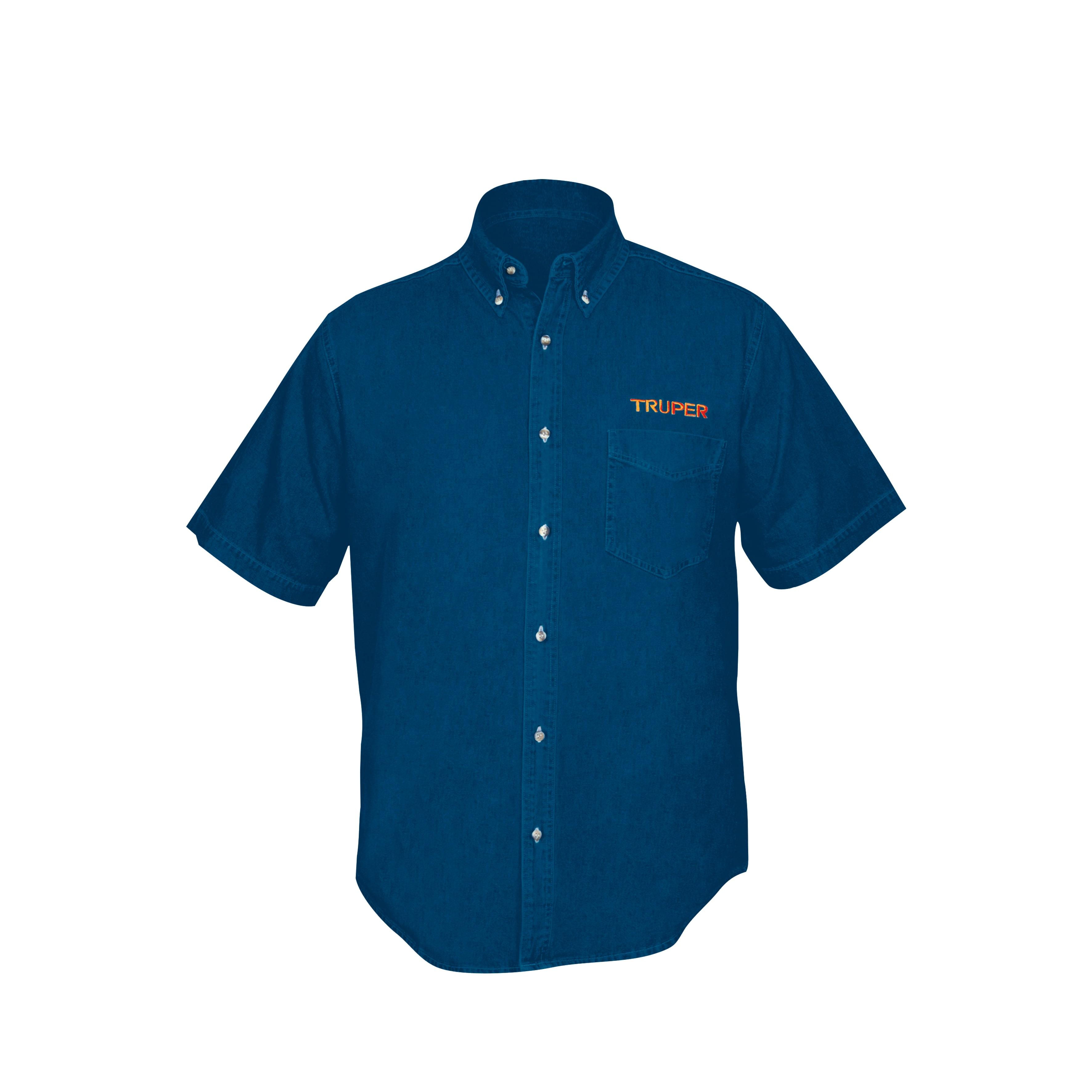 CAMISA DE MEZCLILLA PARA CABALLERO, MANGA CORTA, TALLA EEG