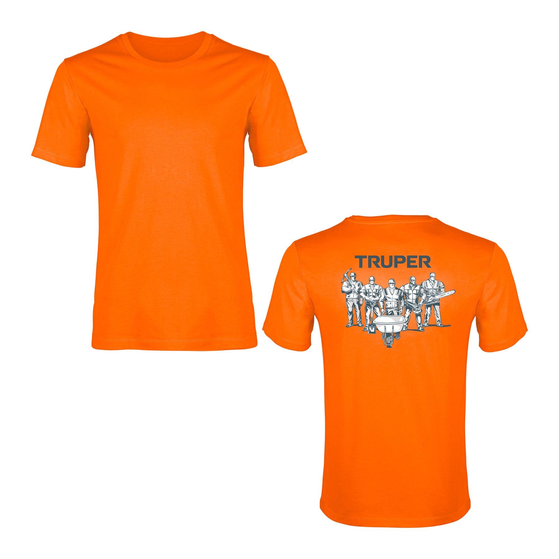 PLAYERA NARANJA ESTAMPADA 100% ALGODÓN, TALLA 42, TRUPER