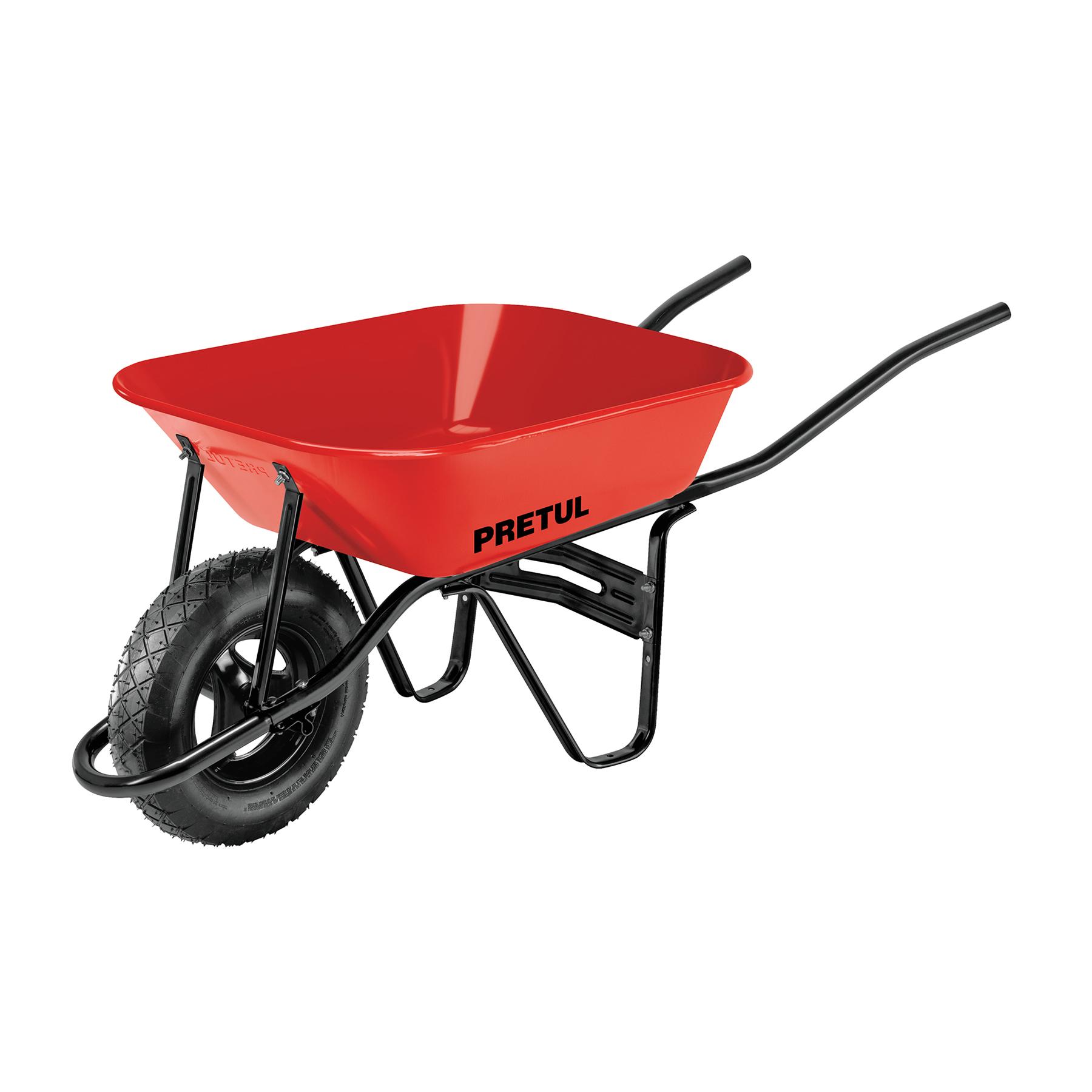 CARRETILLA 3.5 FT3 ROJA NEUMÁTICA, BASTIDOR TUBULAR, PRETUL