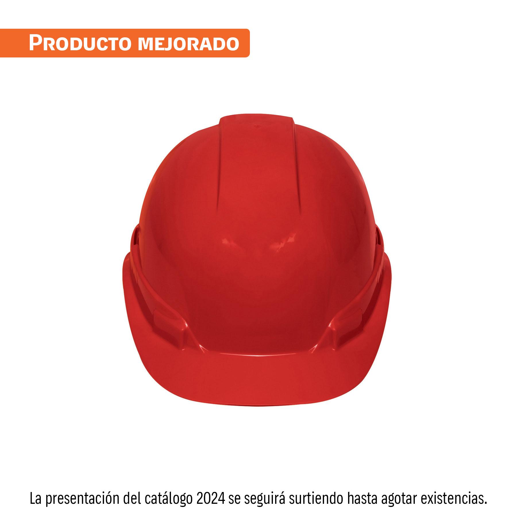 CASCO DE SEGURIDAD VENTILADO, AJUSTE DE MATRACA, ROJO