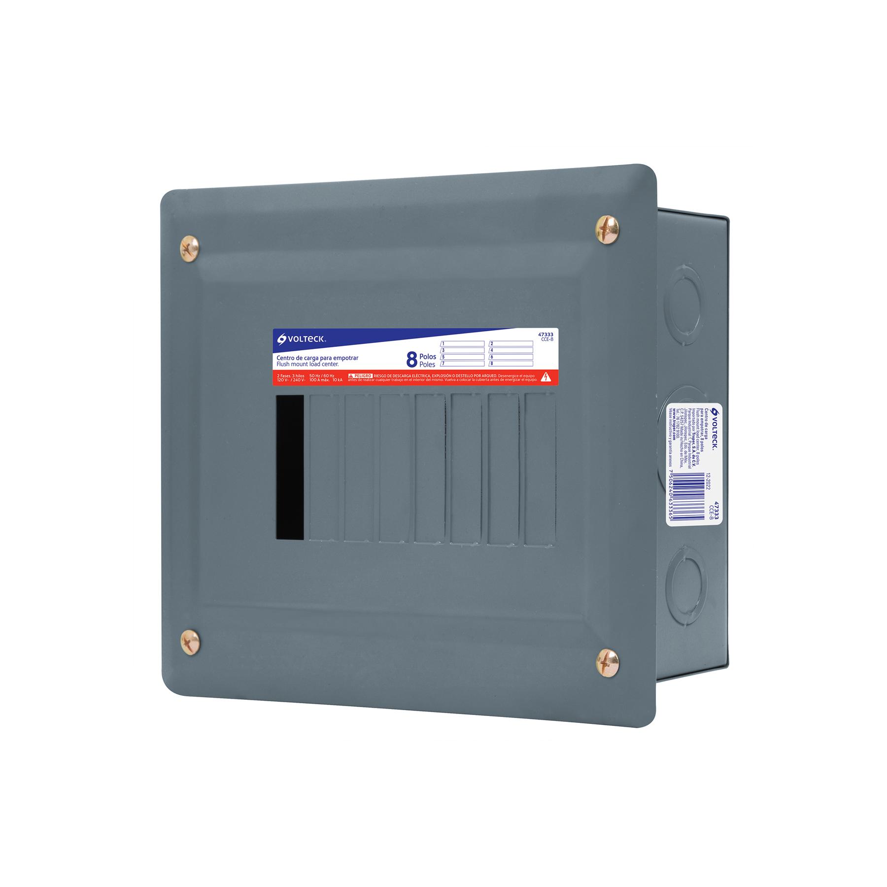 CENTRO DE CARGA EMPOTRABLE, 8 POLOS, VOLTECK