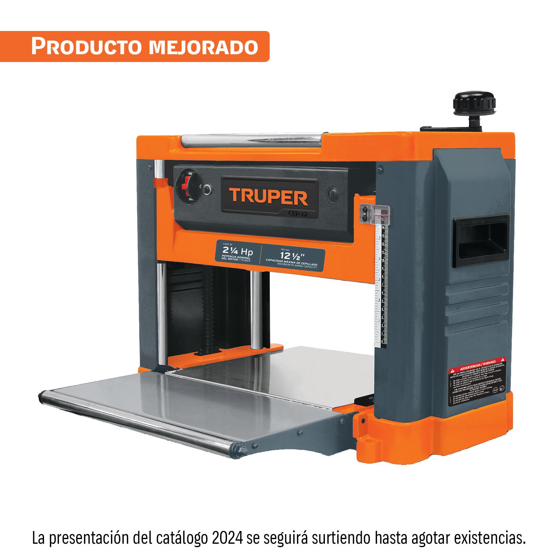 CEPILLO PORTÁTIL 12 1/2' DE 2 1/4 HP (1600 W), TRUPER