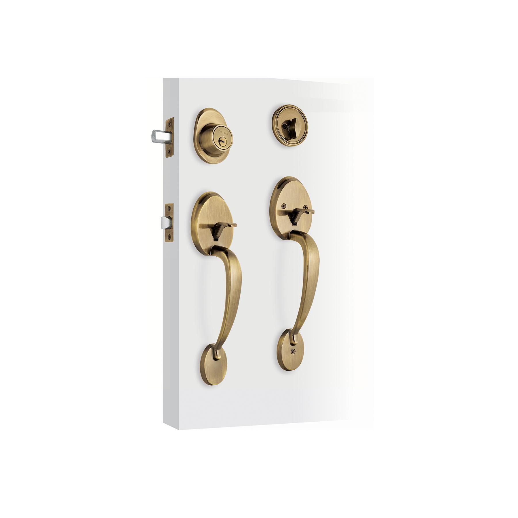 DOBLE JALADERA, PERILLA Y CERROJO LLAVE-MARIPOSA, ANTIGUO