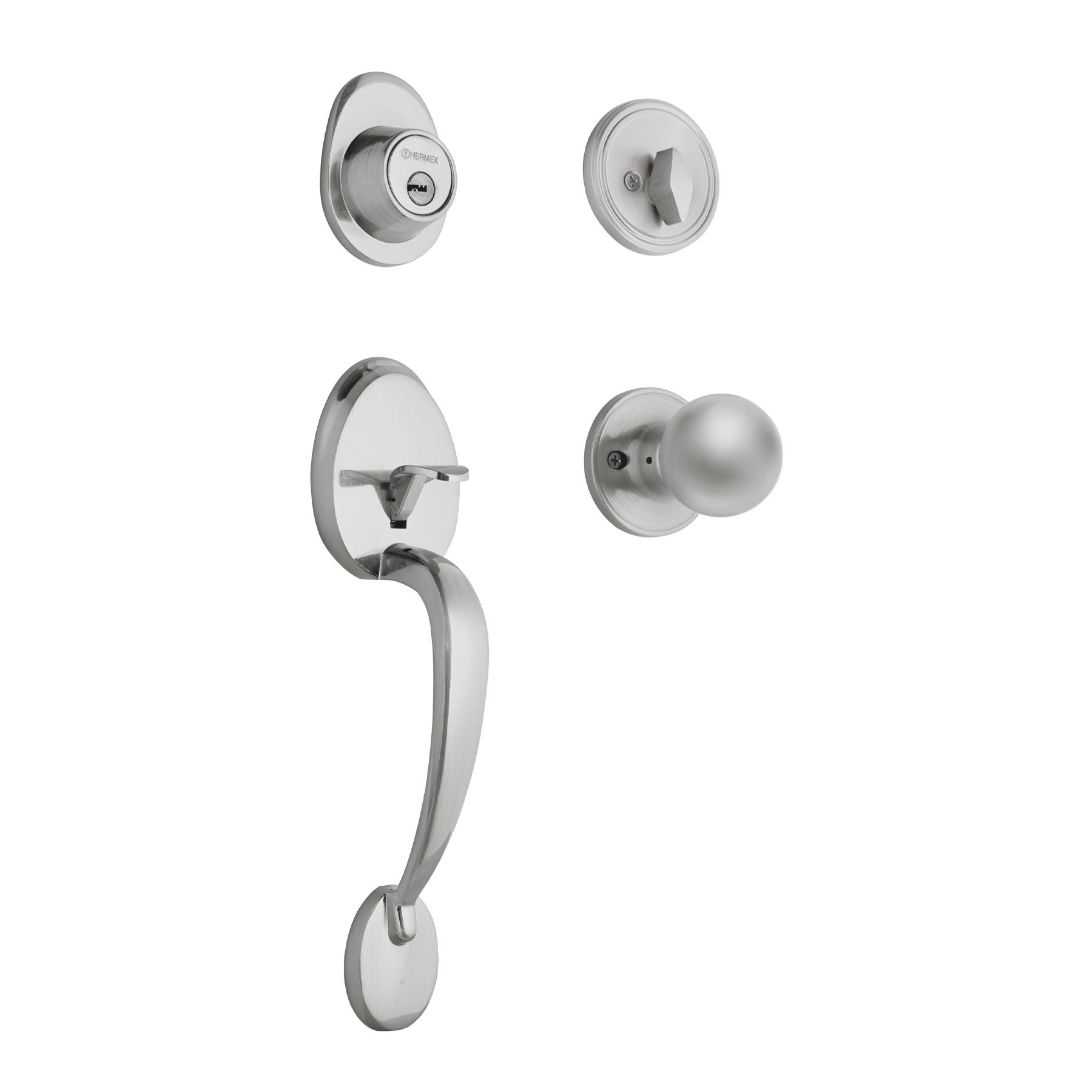 JALADERA, PERILLA Y CERROJO LLAVE-MARIPOSA, CROMO MATE