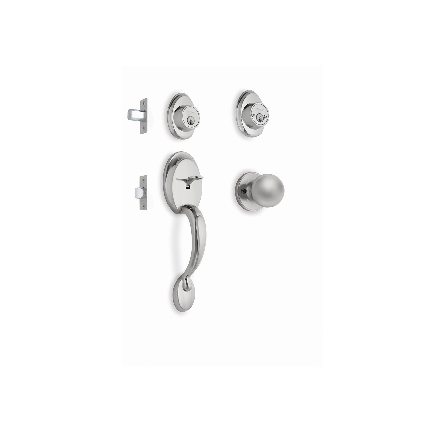 JALADERA, PERILLA Y CERROJO LLAVE, CROMO MATE, HERMEX BASIC