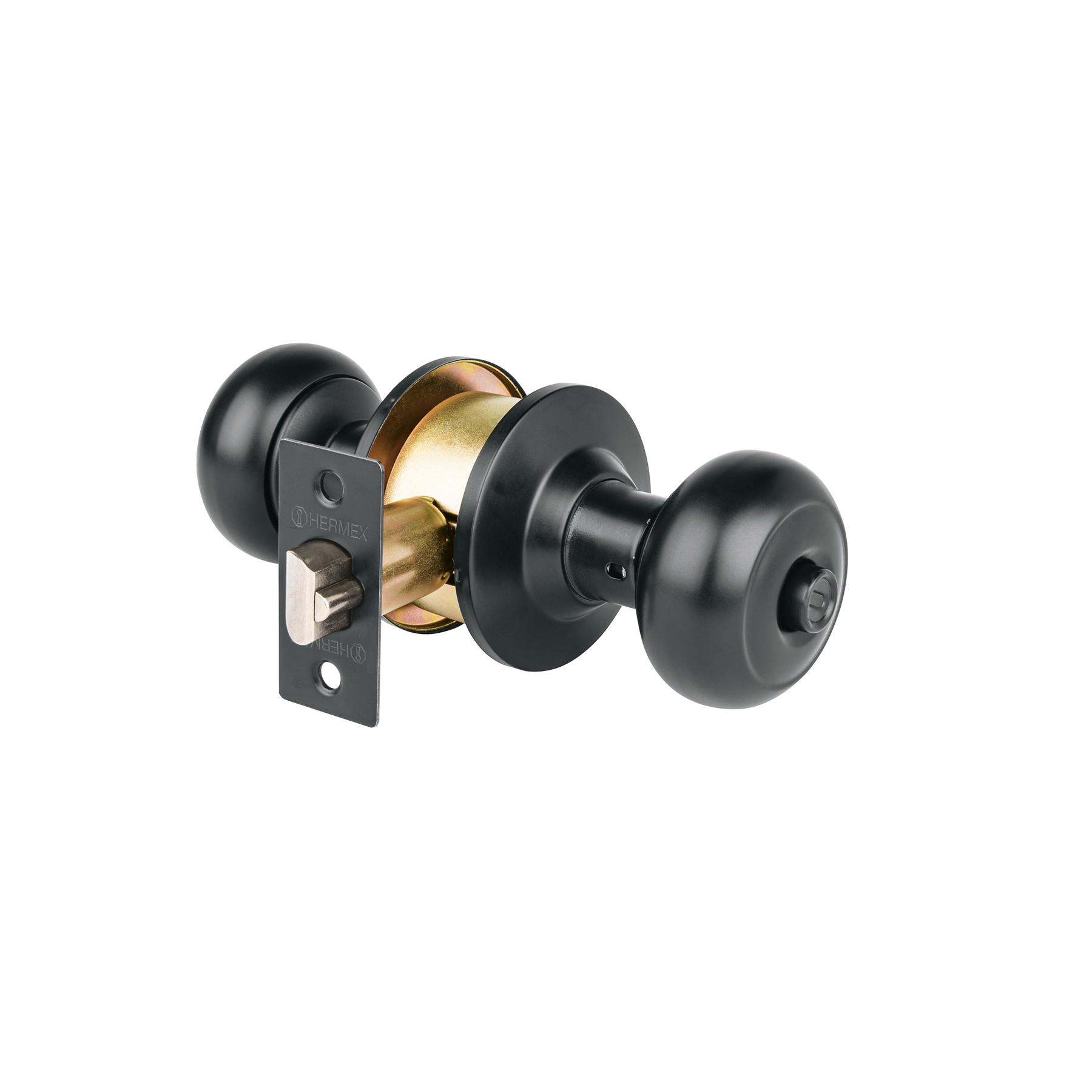 CERRADURA POMO, NEGRO, OVAL, RECÁMARA