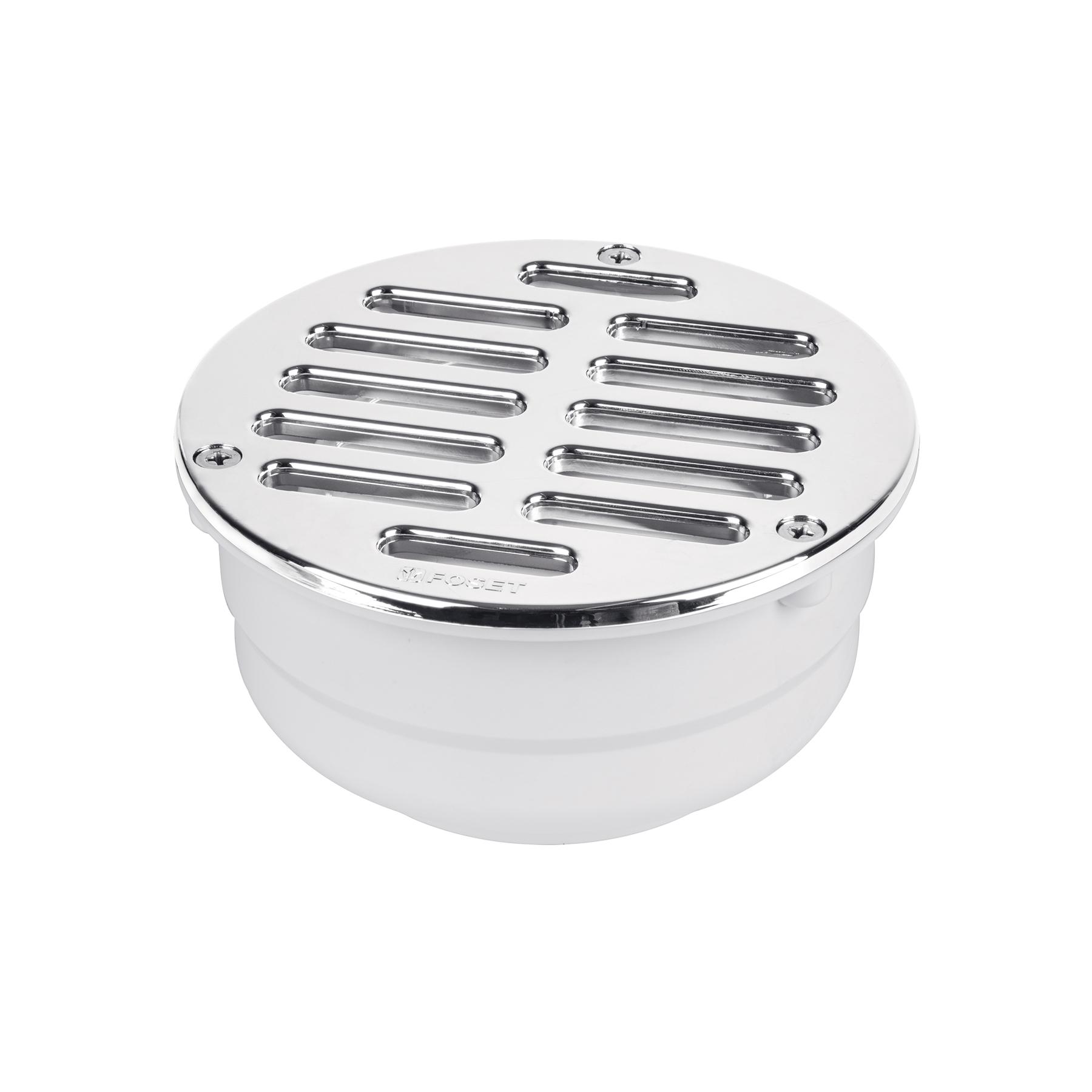 COLADERA DE ABS CON REJILLA CROMADA 5', CON TORNILLOS, FOSET