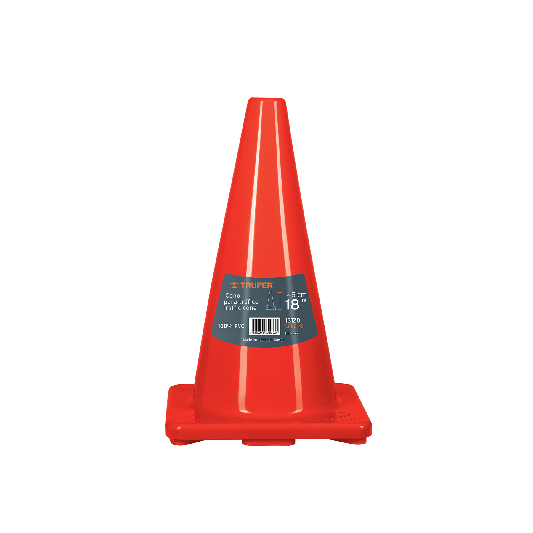 CONO DE PRECAUCIÓN DE 45 CM DE PVC, TRUPER