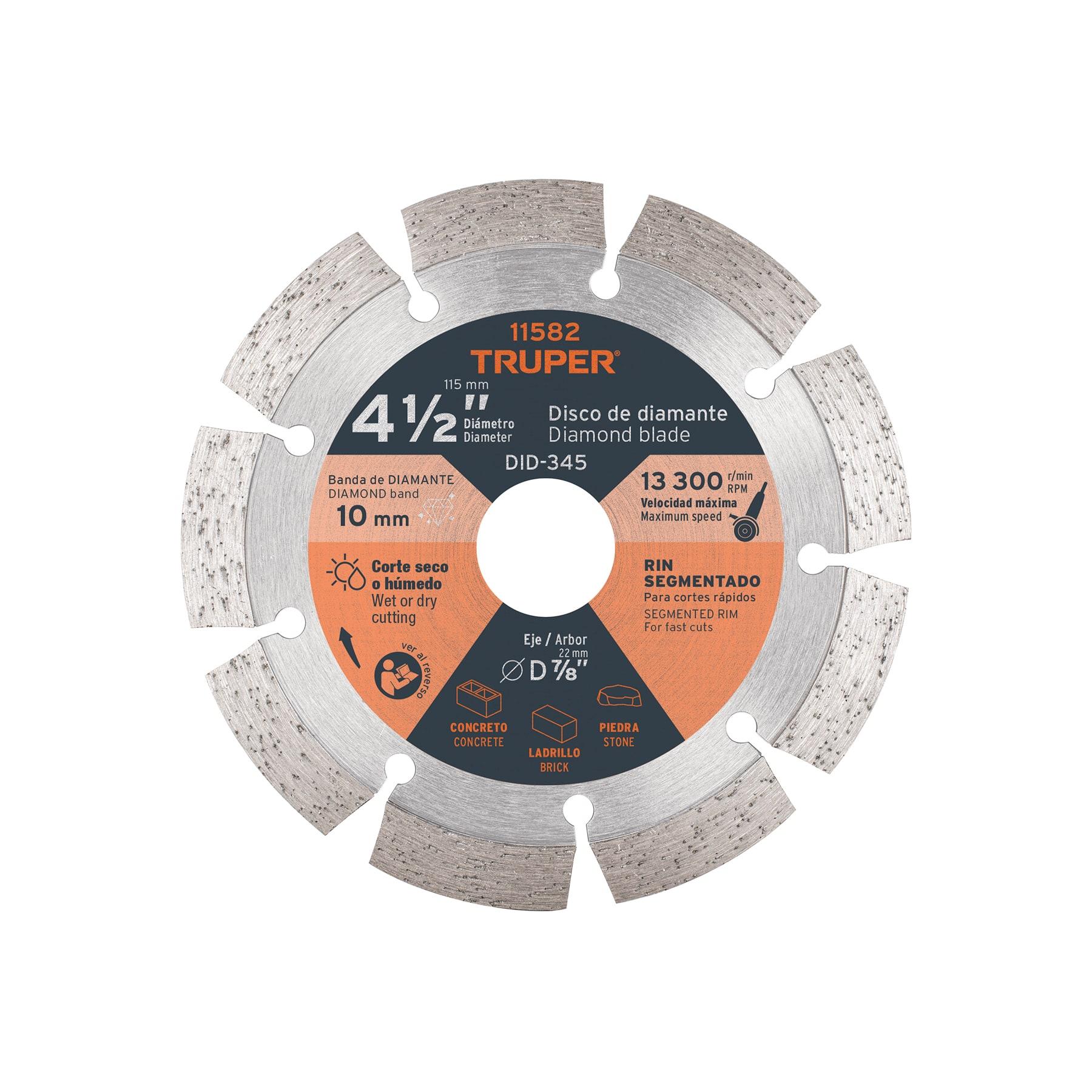 DISCO DE DIAMANTE DE 4-1/2' X 2.1 MM RIN SEGMENTADO, TRUPER