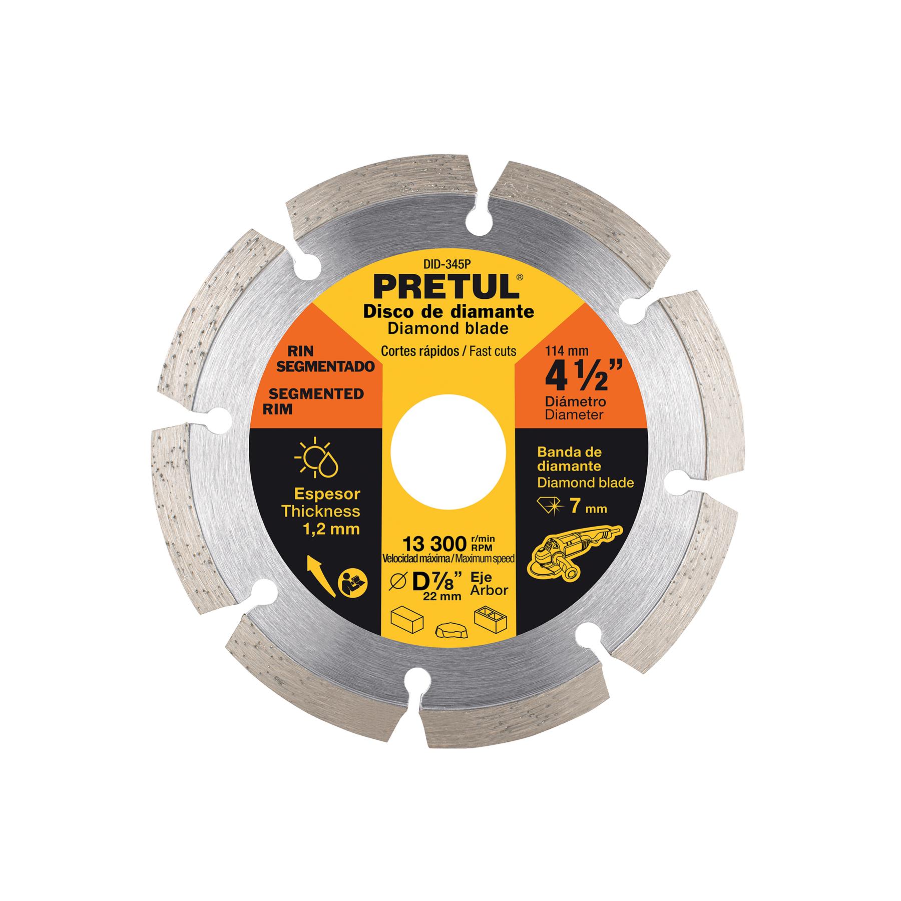DISCO DE DIAMANTE DE 4-1/2' X 1.2 MM RIN SEGMENTADO, PRETUL
