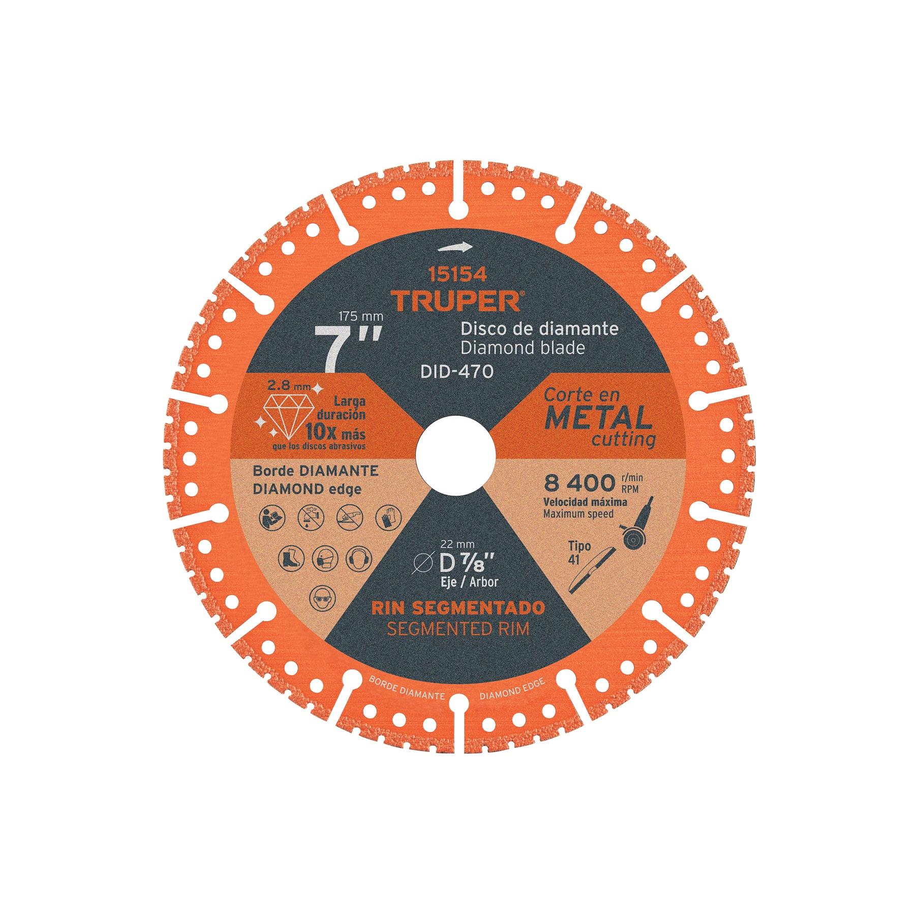 DISCO DE DIAMANTE DE 7' X 1.6 MM PARA CORTE METAL, TRUPER