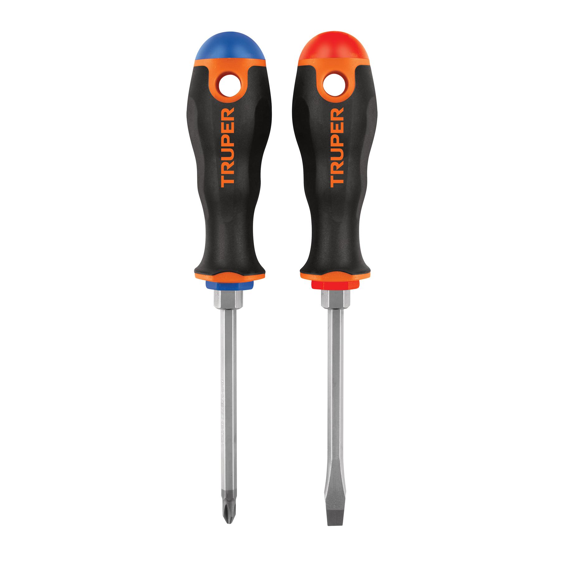 DÚO DE DESARMADORES 1/4' X 4' MANGO COMFORT GRIP, TRUPER