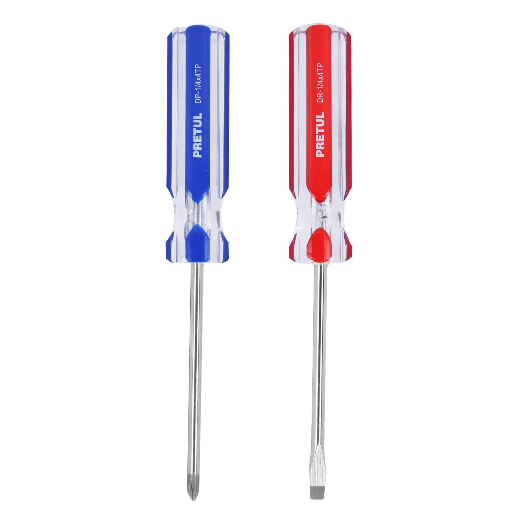 DÚO DE DESARMADORES 1/4 X 4' MANGO DE PVC, PRETUL