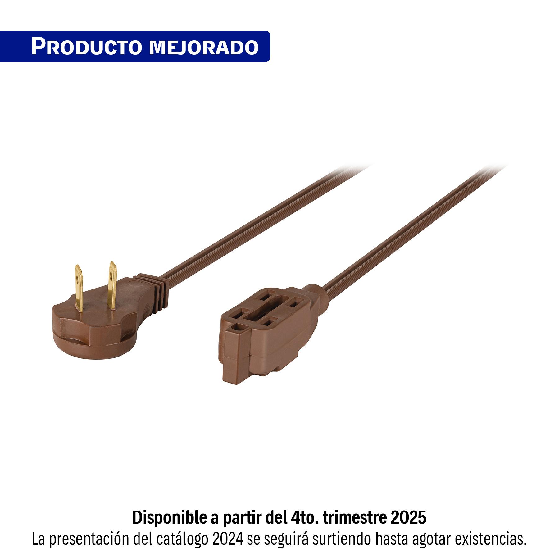 EXTENSIÓN ELÉCTRICA DOMÉSTICA 2 M CAFÉ CON CLAVIJA PLANA