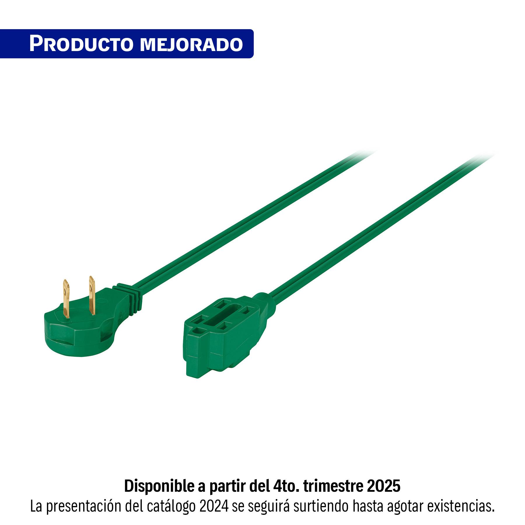 EXTENSIÓN ELÉCTRICA DOMÉSTICA 4 M VERDE CON CLAVIJA PLANA