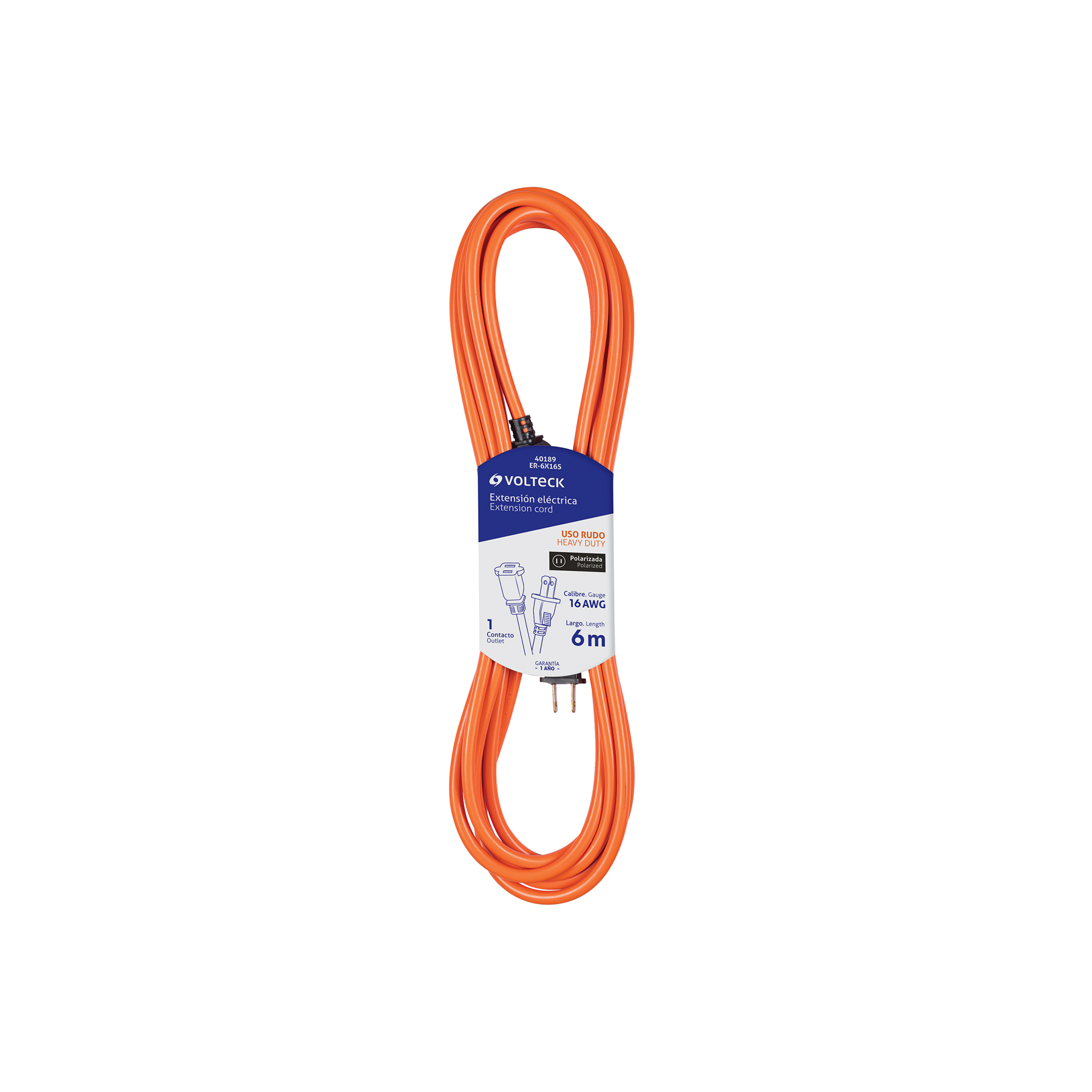 EXTENSIÓN ELÉCTRICA USO RUDO 6M 2X16AWG