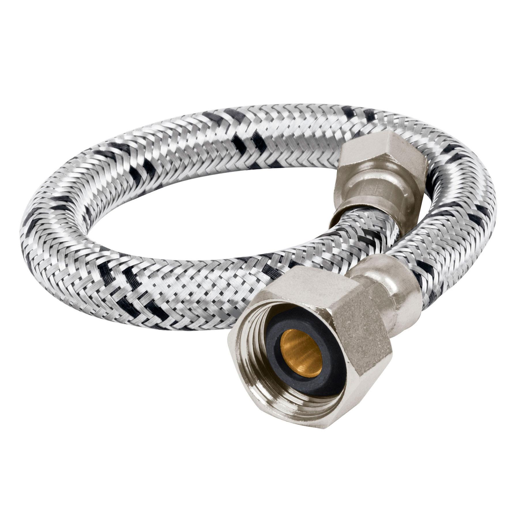 MANGUERA LAVABO/FREGADERO, ACERO INOX, 1/2' X 3/8', 30 CM