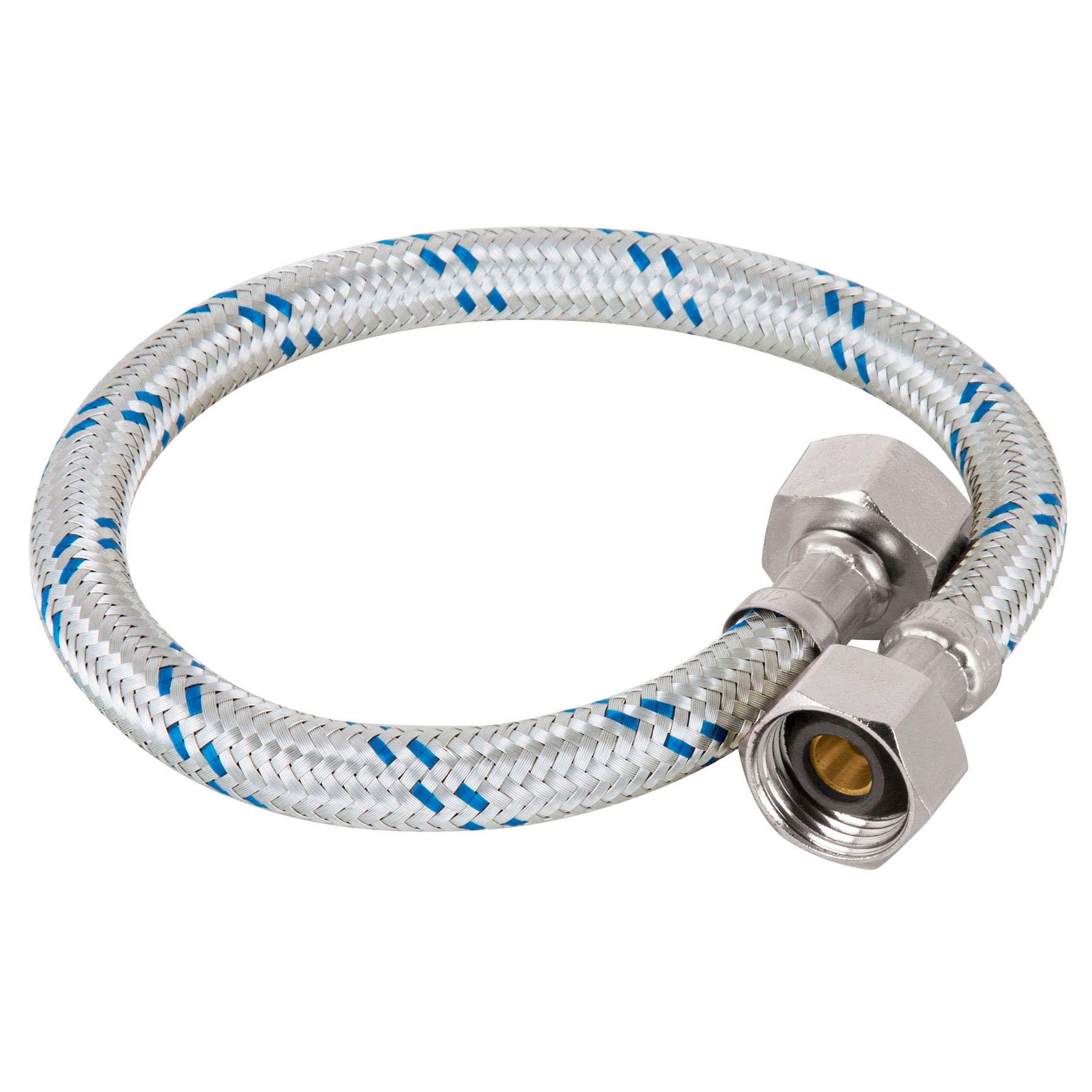 MANGUERA PARA LAVABO/FREGADERO, ALUMINIO, 1/2' X 1/2', 40 CM