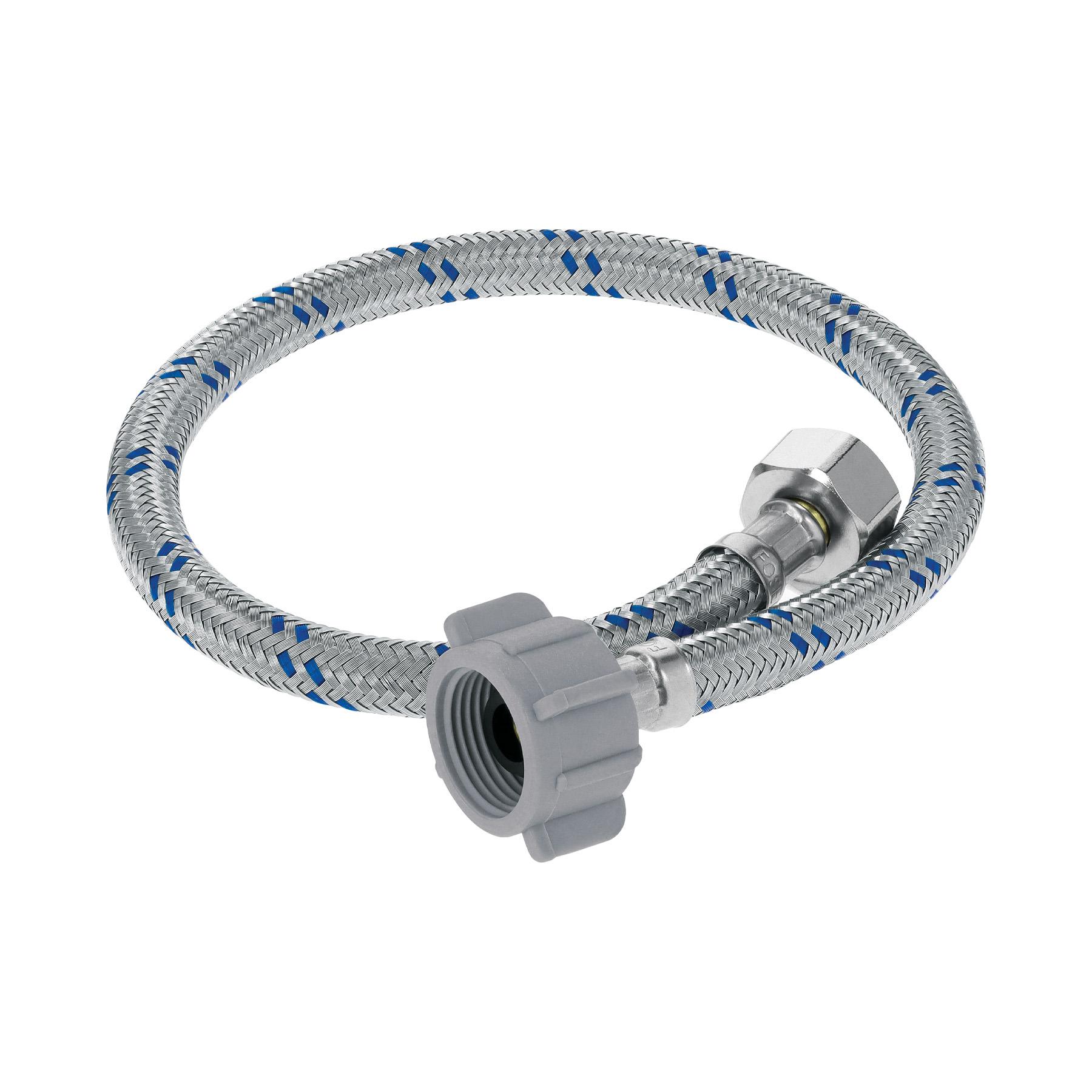 "MANGUERA DE HULE REVESTIDA DE ALUMINIO CON CONECTORES PARA WC 1/2"" X 7/8"", 50 CM"