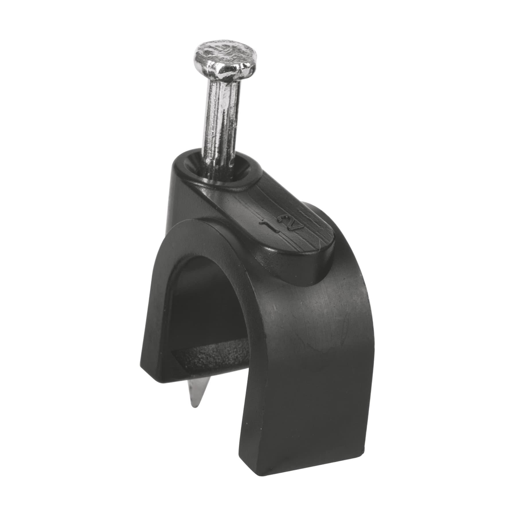 BOLSA CON 20 GRAPAS NEGRAS DE 12 MM PARA CABLE REDONDO