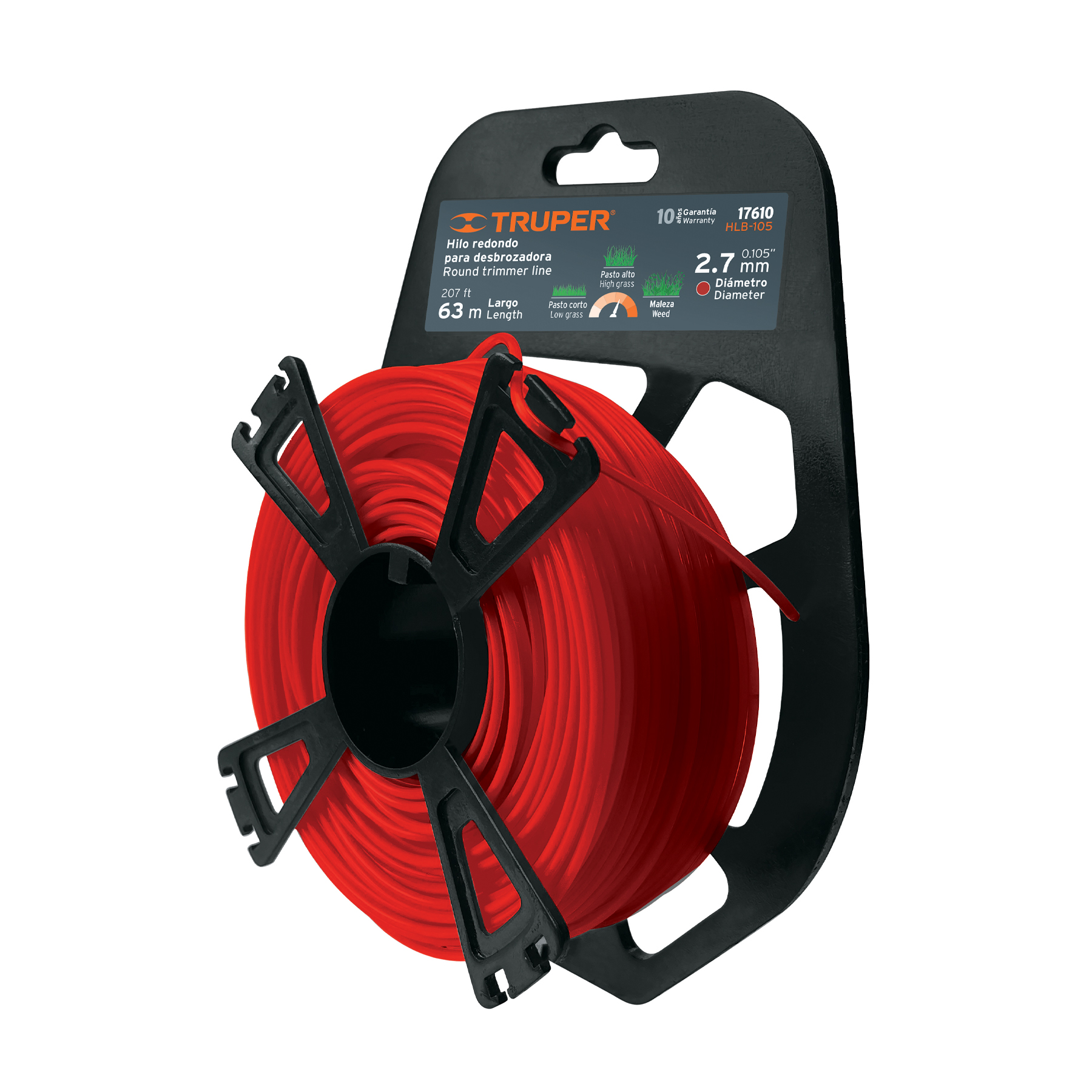 ROLLO DE HILO PARA DESBROZADORA, 2.7 MM X 63 M, TRUPER