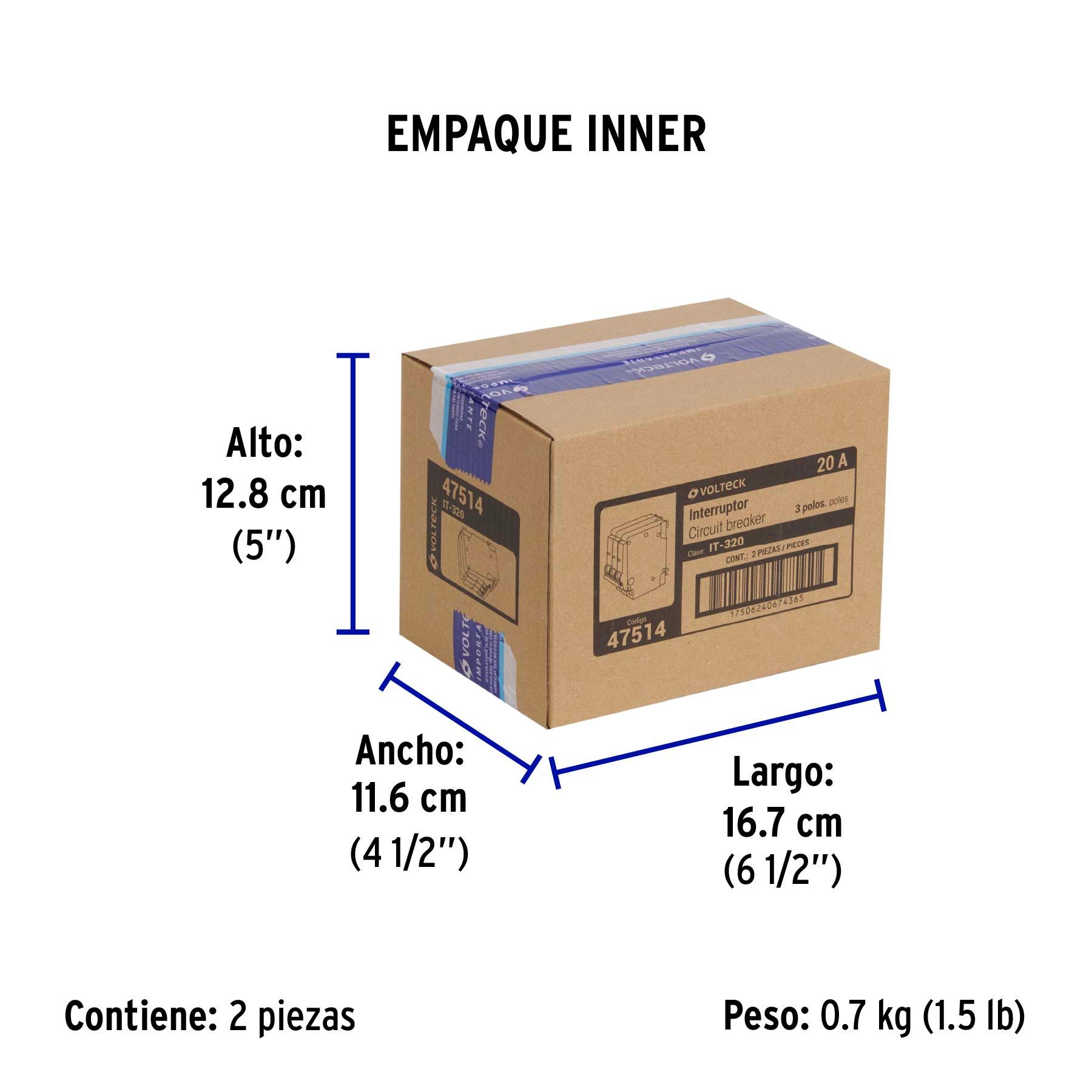 INTERRUPTOR TERMOMAGNÉTICO 3 POLOS 20 A, VOLTECK