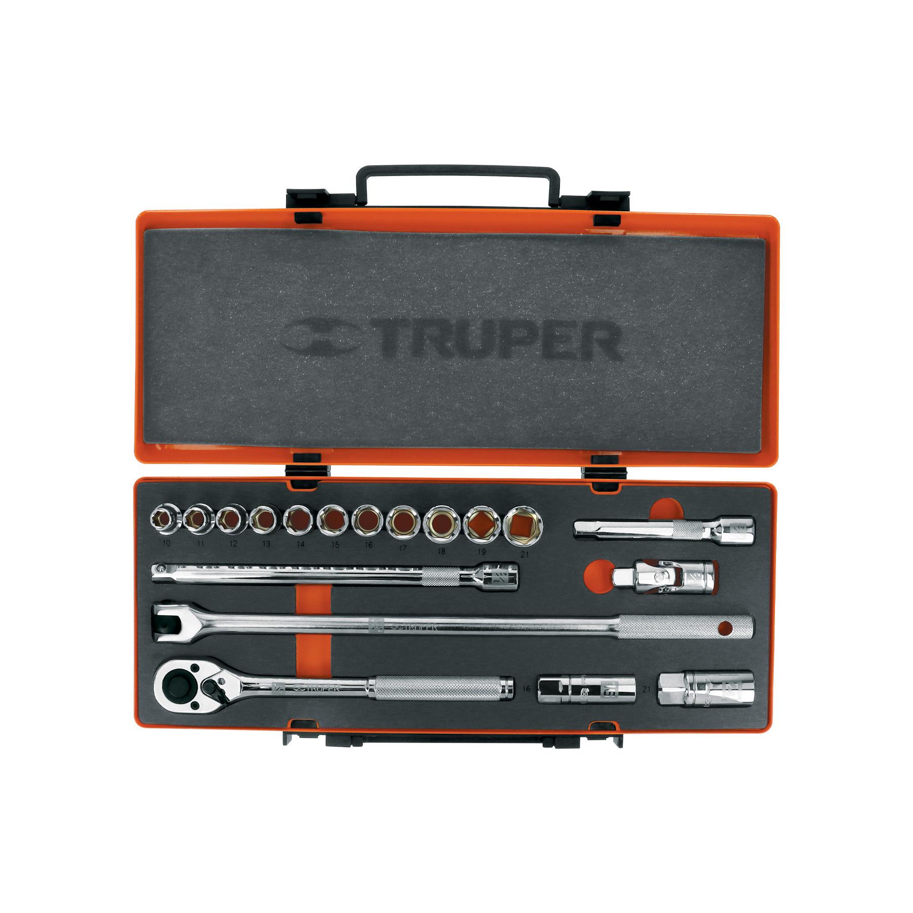 JUEGO DE 18 HERRAMIENTAS CUADRO 1/2' MM PARA MECÁNICO