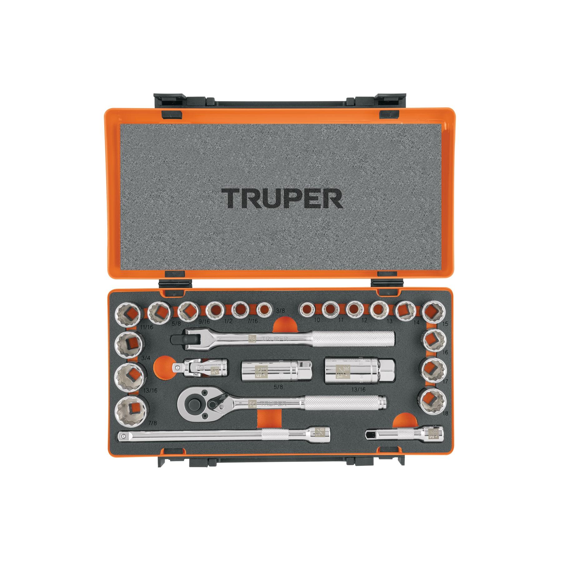 JUEGO DE 25 HERRAMIENTAS CUADRO 3/8' STD Y MM PARA MECÁNICO