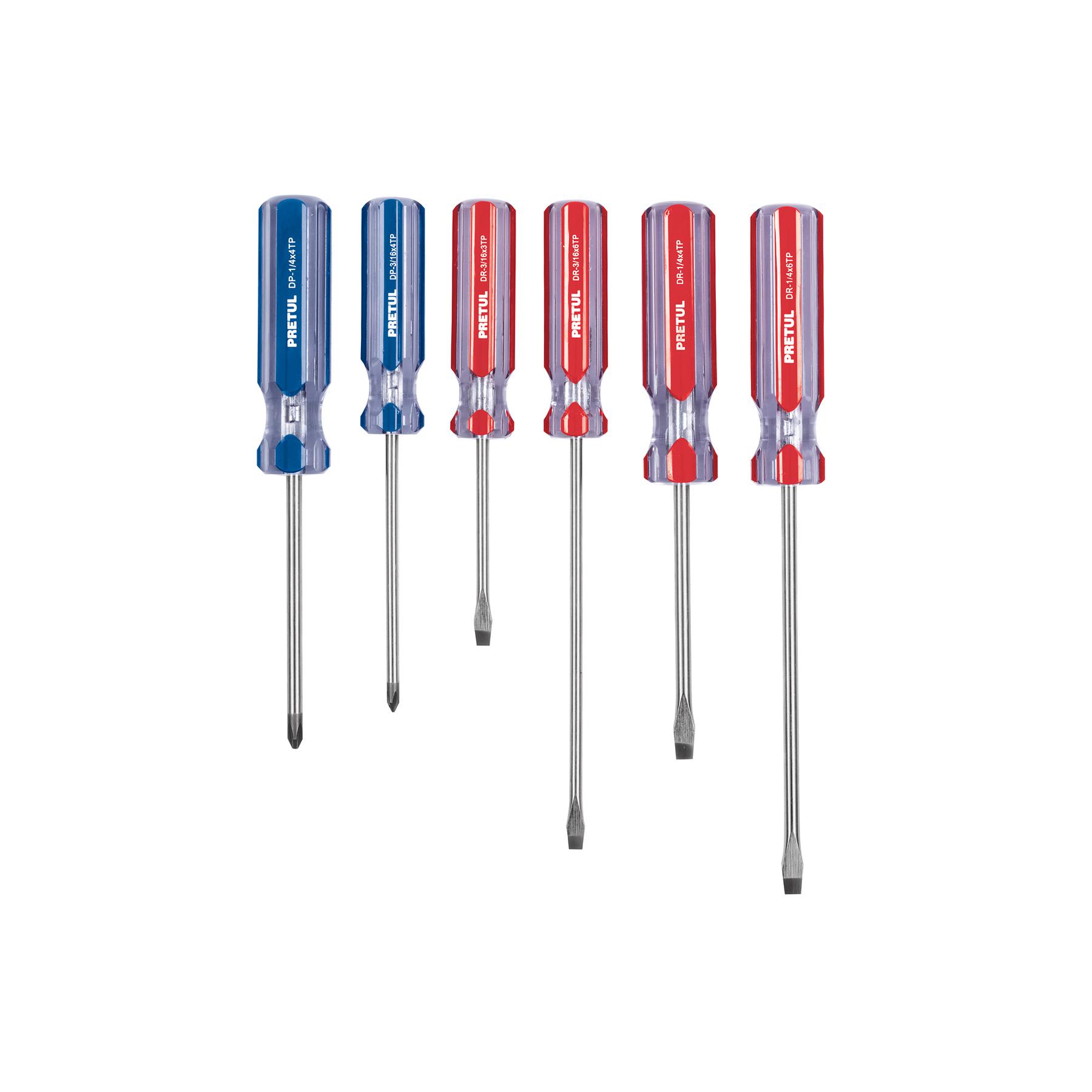 JUEGO DE 6 DESARMADORES MANGO DE PVC, PRETUL