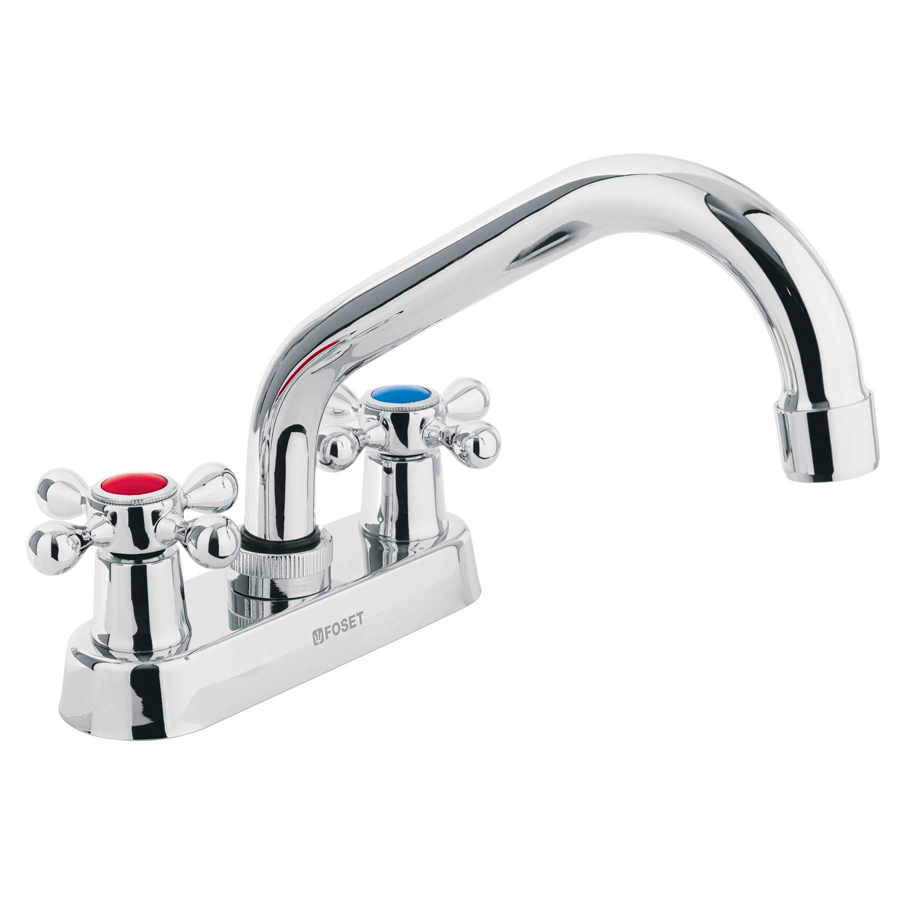 MEZCLADORA 4' PARA LAVABO, CUELLO TUBULAR, MANERALES CRUCETA