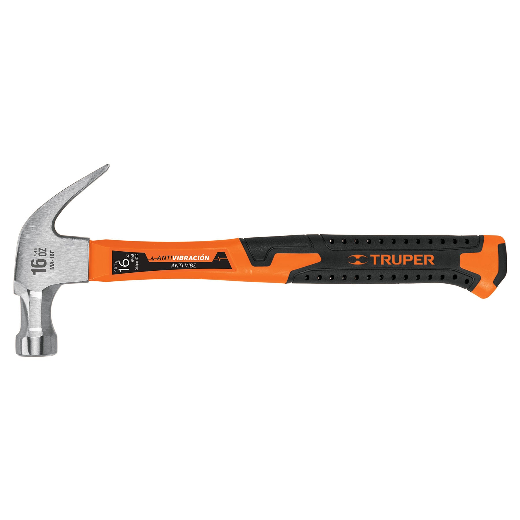 MARTILLO 16 OZ UÑA CURVA, MANGO FIBRA DE VIDRIO, TRUPER