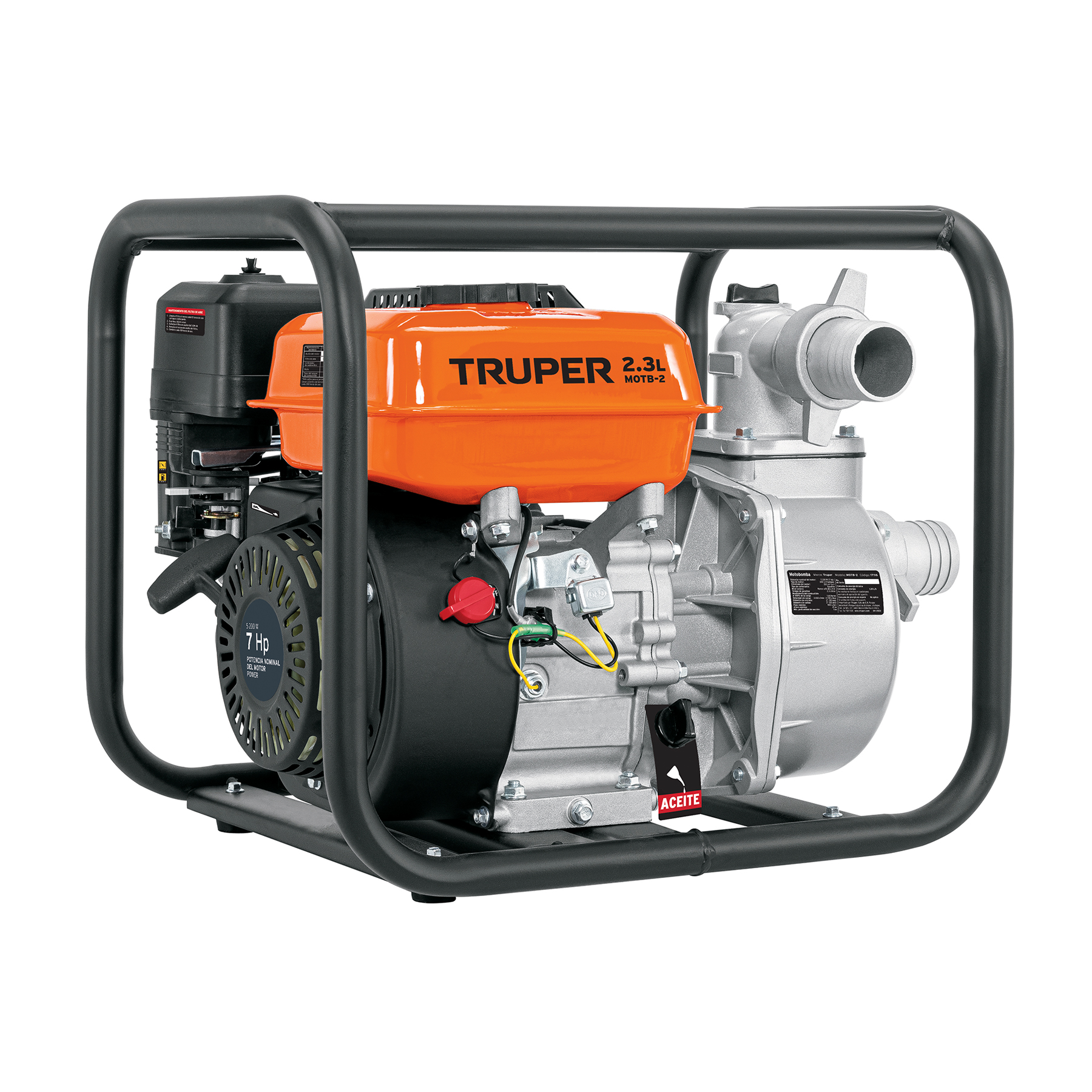 MOTOBOMBA AUTOCEBANTE 2' X 2' A GASOLINA 7 HP, TRUPER