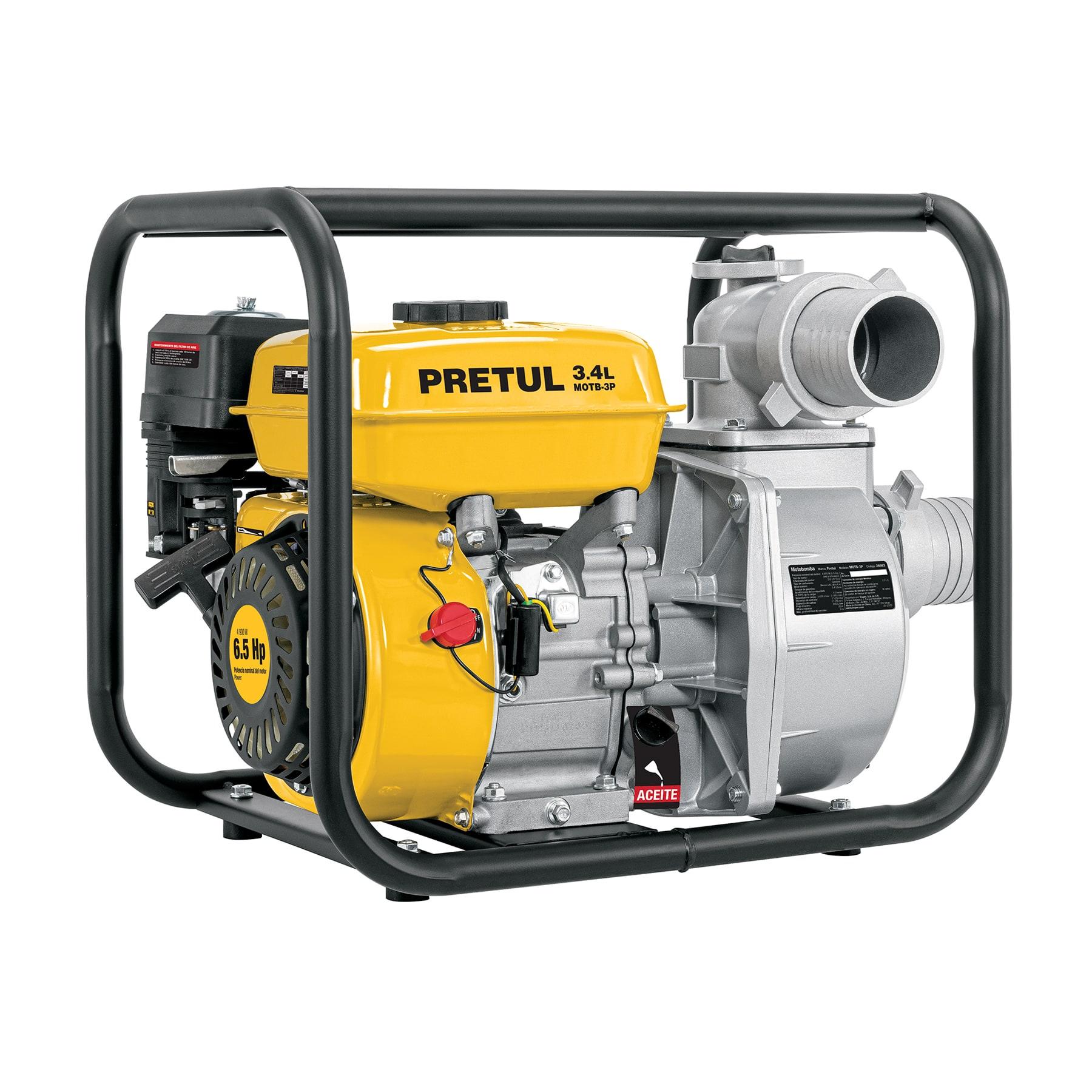 MOTOBOMBA AUTOCEBANTE 3' X 3' A GASOLINA 6-1/2 HP, PRETUL