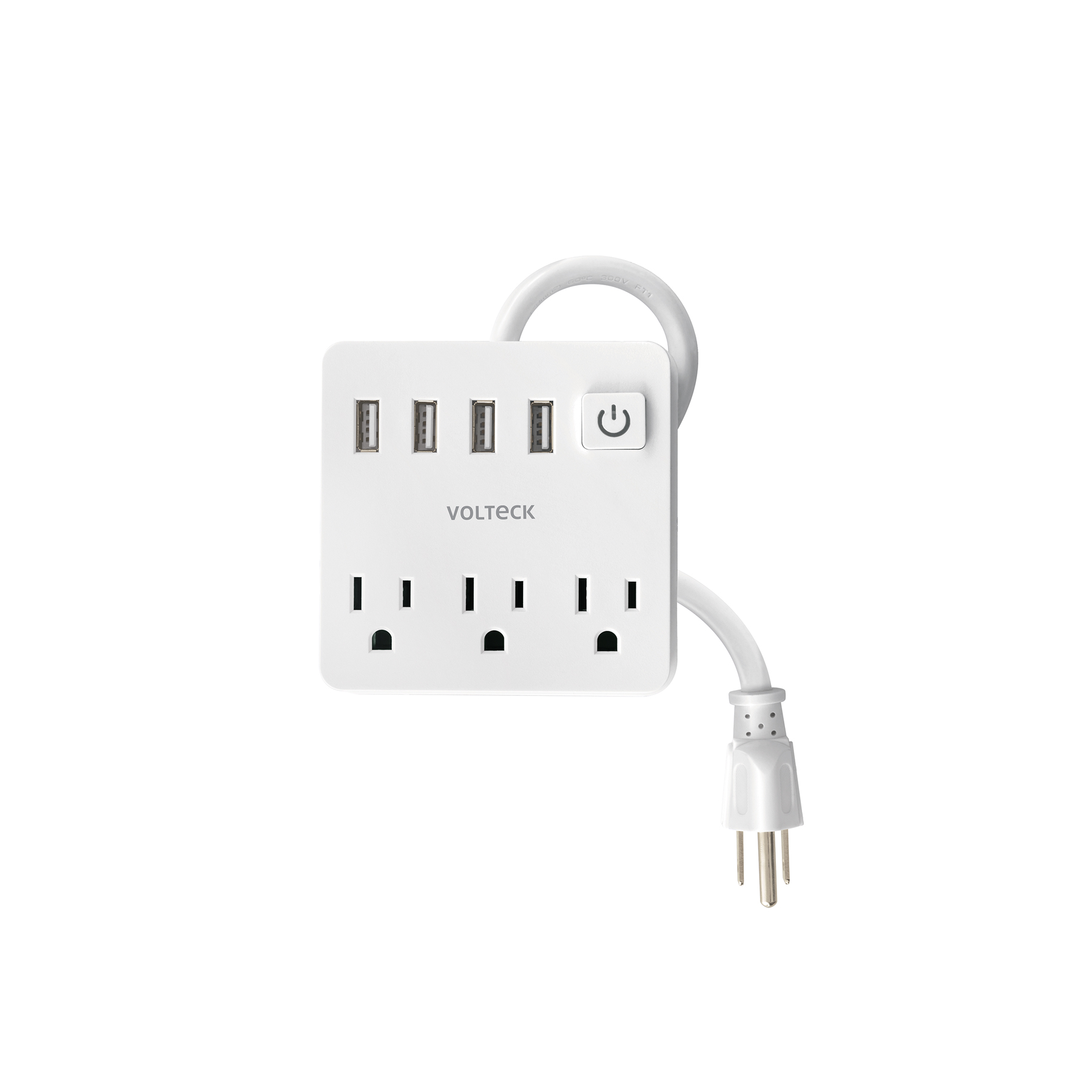 MULTICONTACTO 16 AWG, 3 ENTRADAS 4 PTOS USB, BLANCO