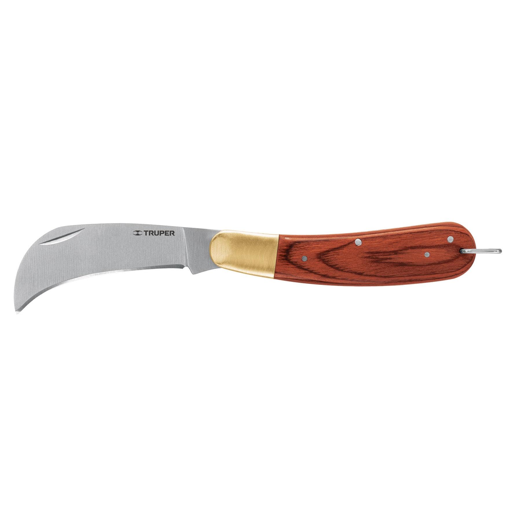 CUCHILLO ABATIBLE 8' PARA ELECTRICISTA MANGO MADERA, TRUPER