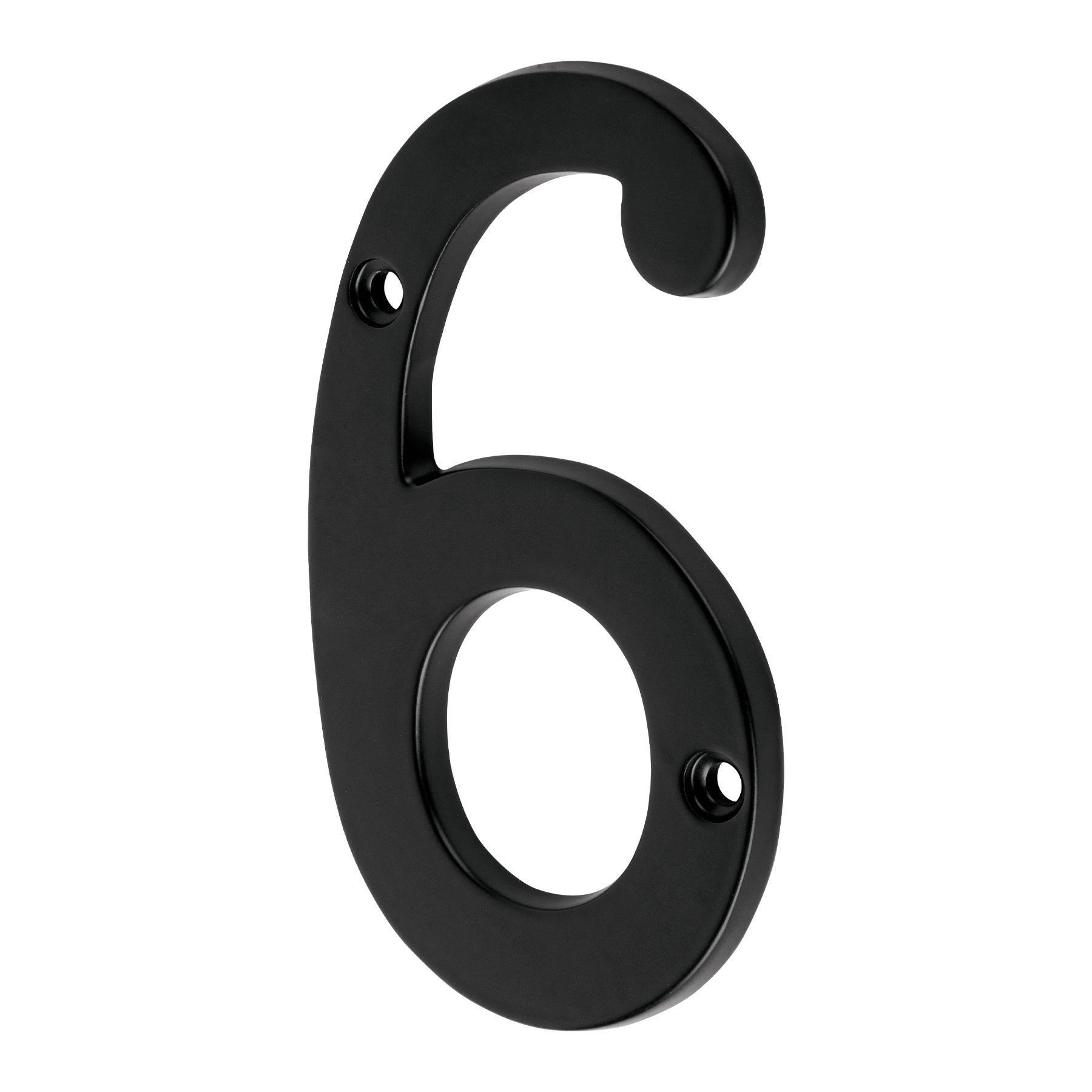 NÚMERO 6 DE LATÓN SÓLIDO 4', NEGRO,  HERMEX