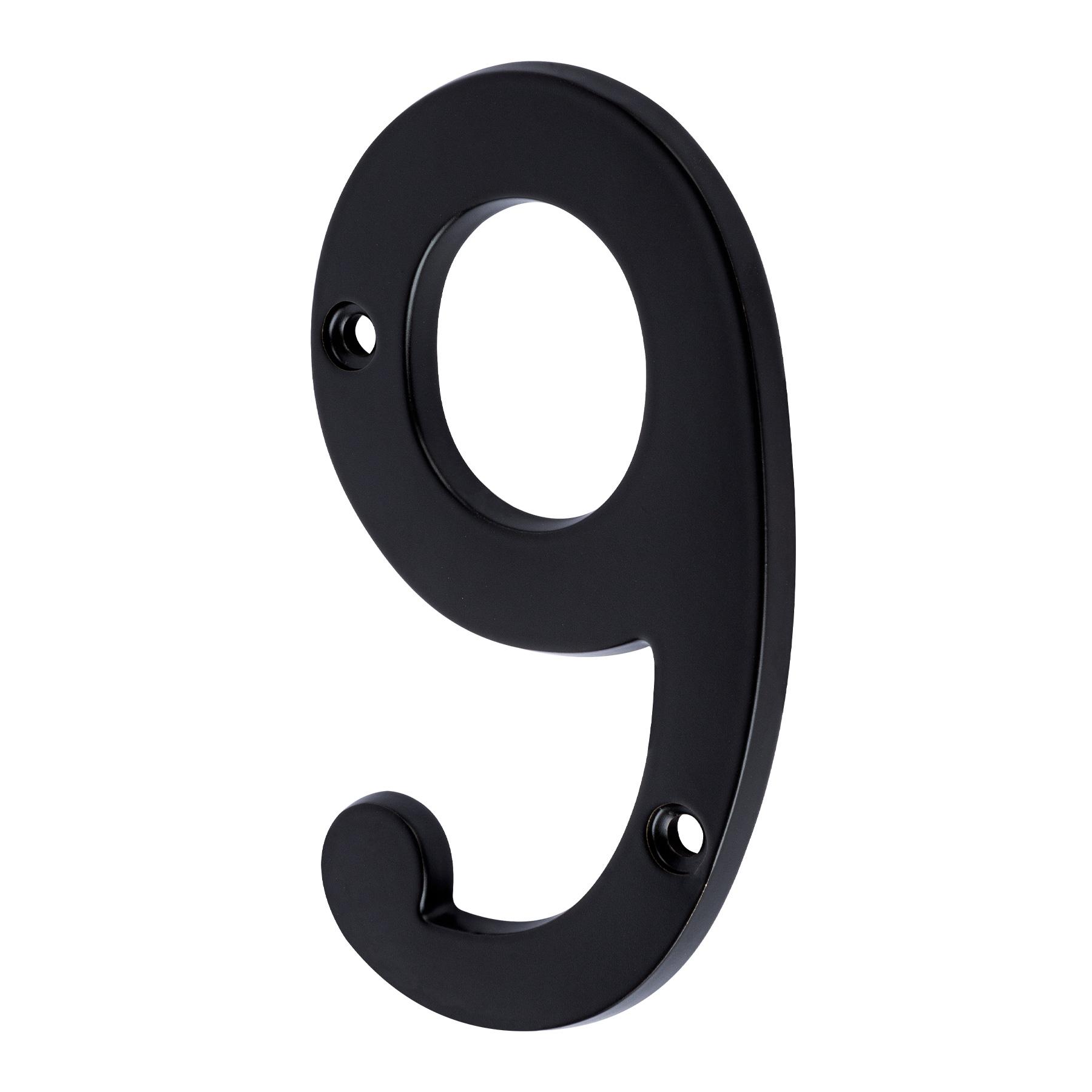 NÚMERO 9 DE LATÓN SÓLIDO 4', NEGRO,  HERMEX