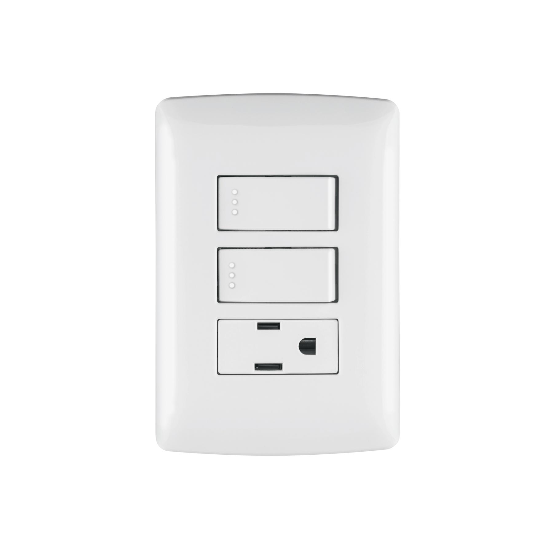 PLACA ARMADA CONTACTO 2 INTERRUPTORES,BLANCO, LÍNEA ITALIANA