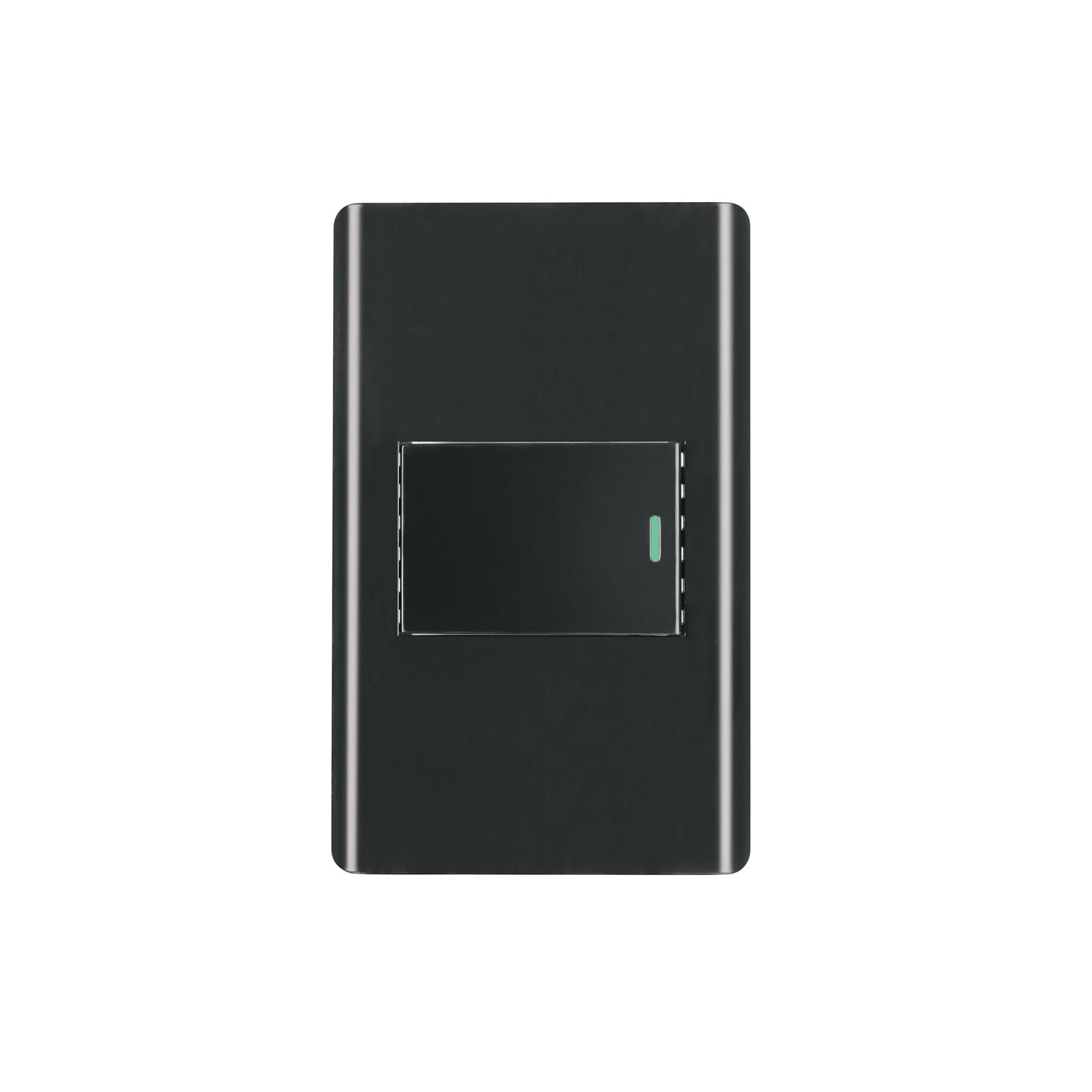 PLACA ARMADA NEGRA 1 INTERRUPTOR 1.5 MÓDULOS, LISBOA