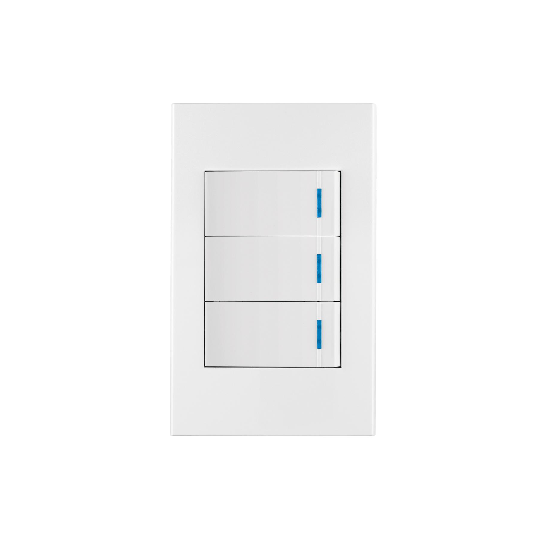 PLACA ARMADA 3 INTERRUPTORES, 1 MÓDULO, ESPAÑOLA, BLANCO