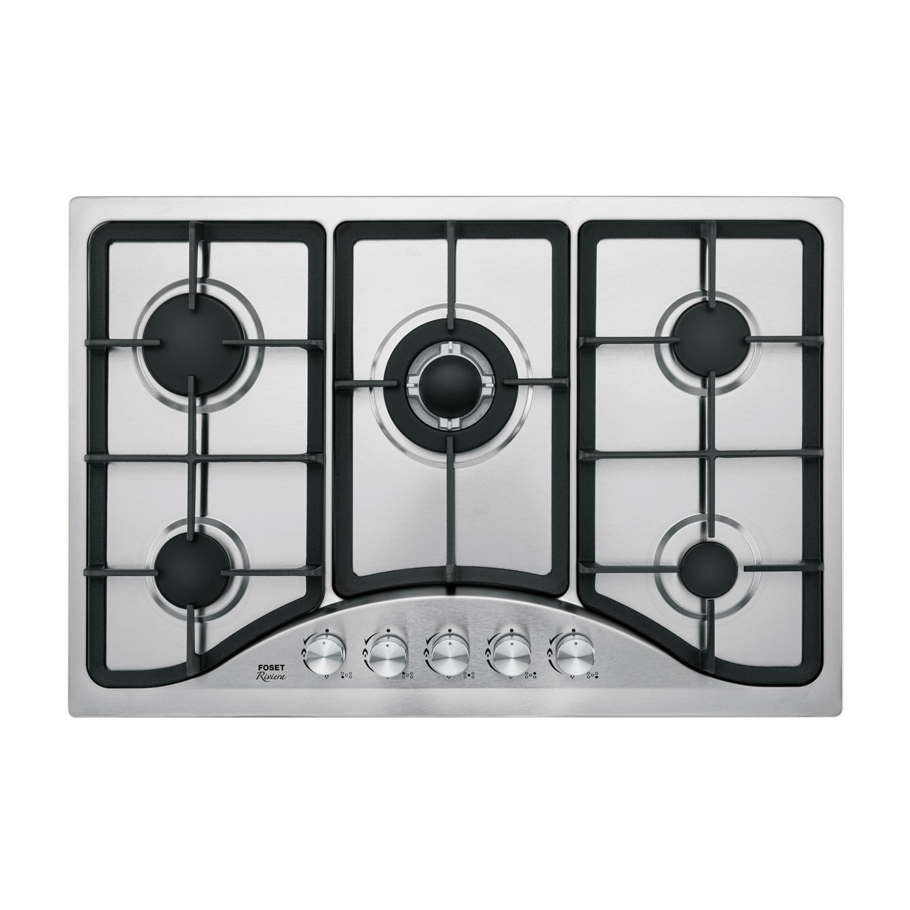 PARRILLA DE GAS EMPOTRABLE 5 QUEMADORES, ACERO INOXIDABLE