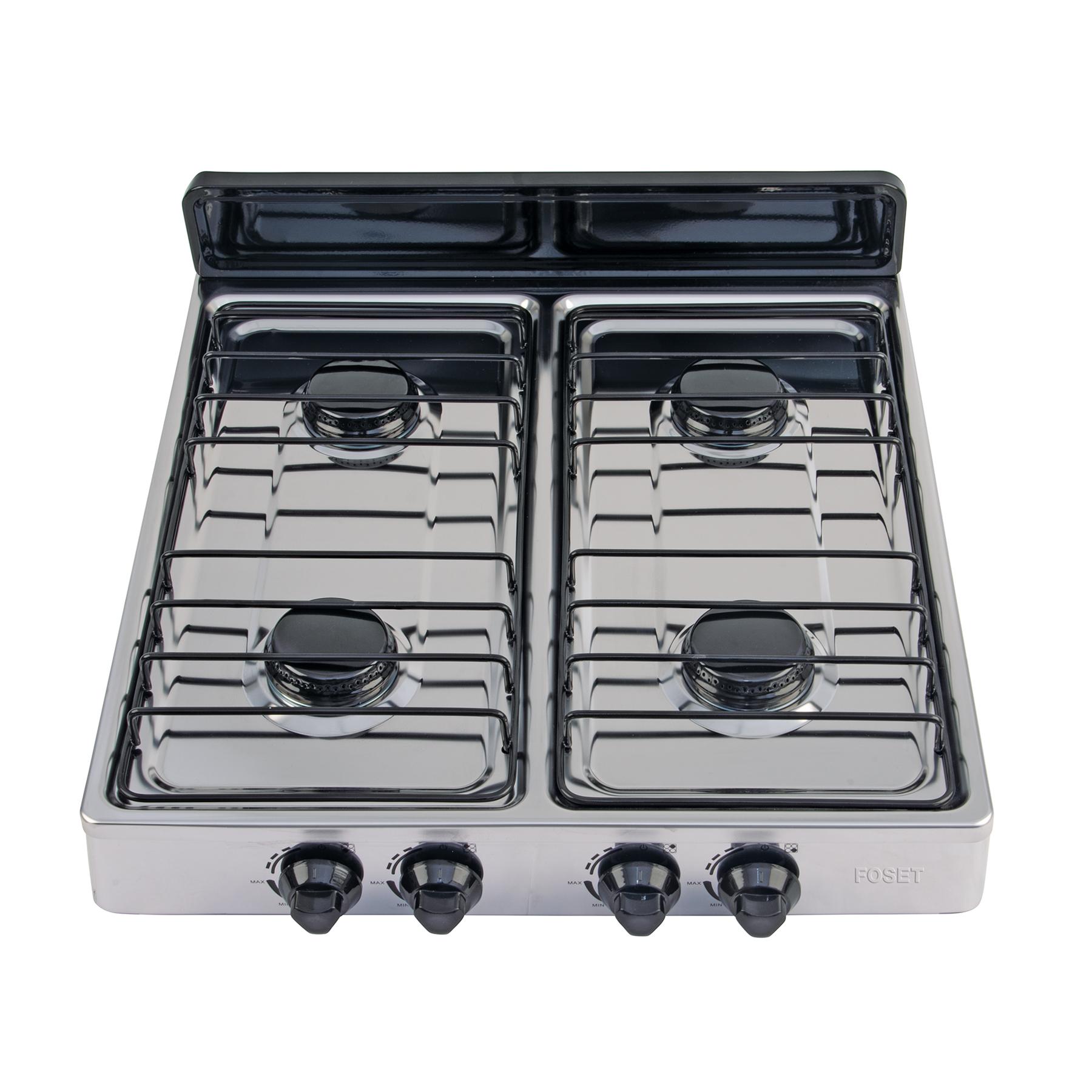 PARRILLA A GAS, 4 QUEMADORES, ACERO INOXIDABLE