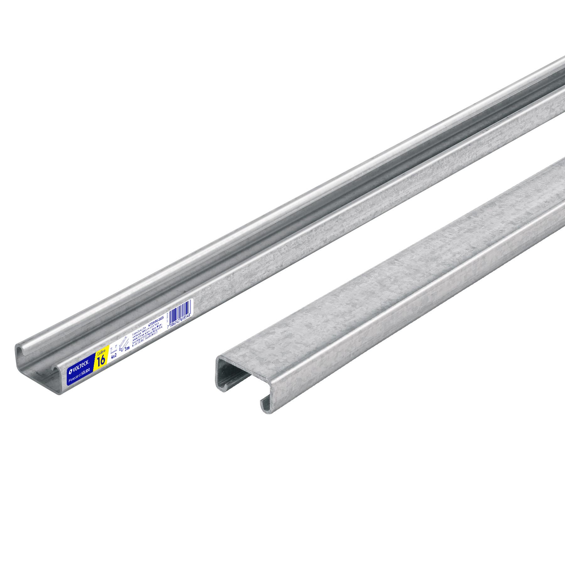 PERFIL UNICANAL SÓLIDO DE 3 M, 4 X 2 CM, CALIBRE 16, VOLTECK