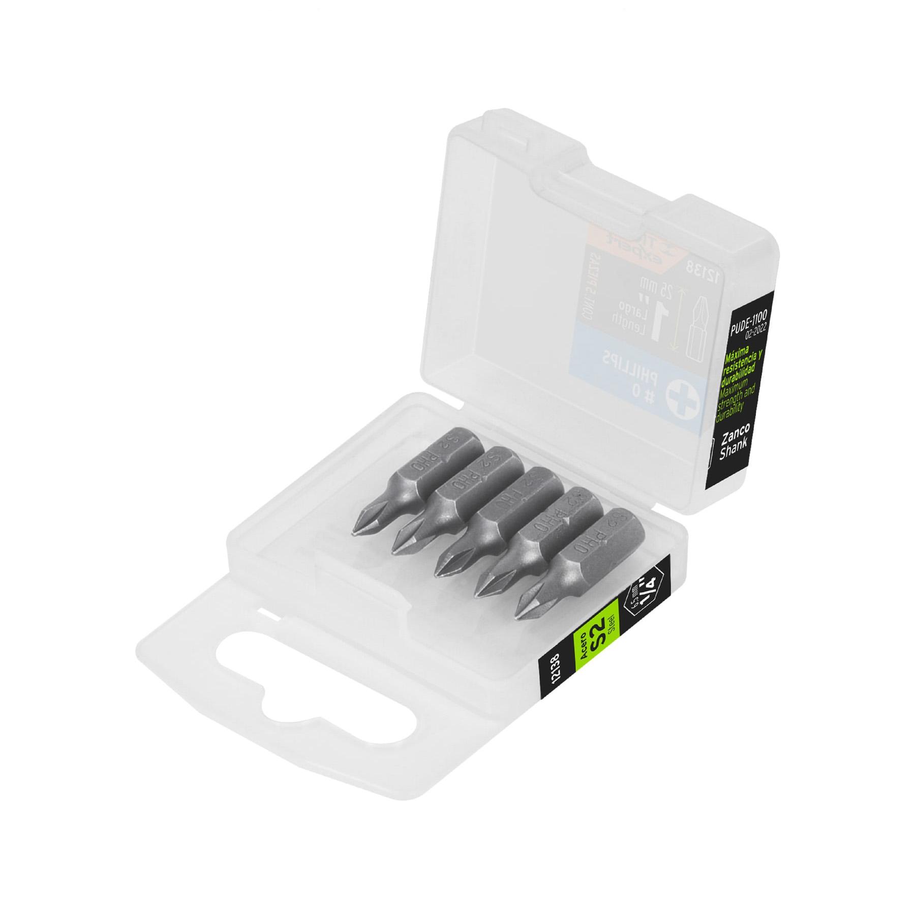 ESTUCHE CON 5 PUNTAS DE CRUZ PH0 LARGO 1', TRUPER EXPERT